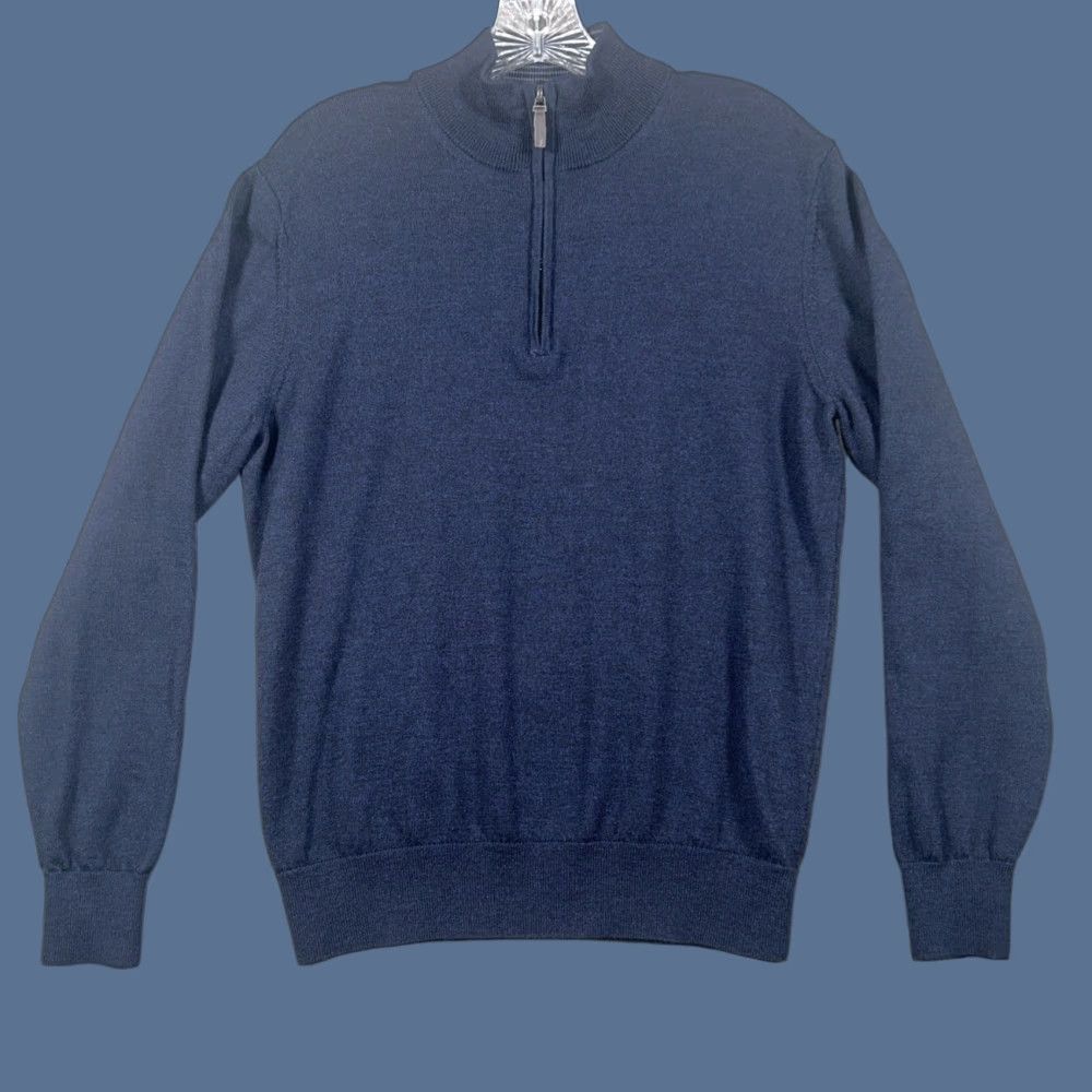 UNTUCKit UNTUCKit Extra Fine Merino Wool Sweater Mens M Dark Navy 1/4 Zip Belguardo Size US M / EU 48-50 / 2 - 1 Thumbnail