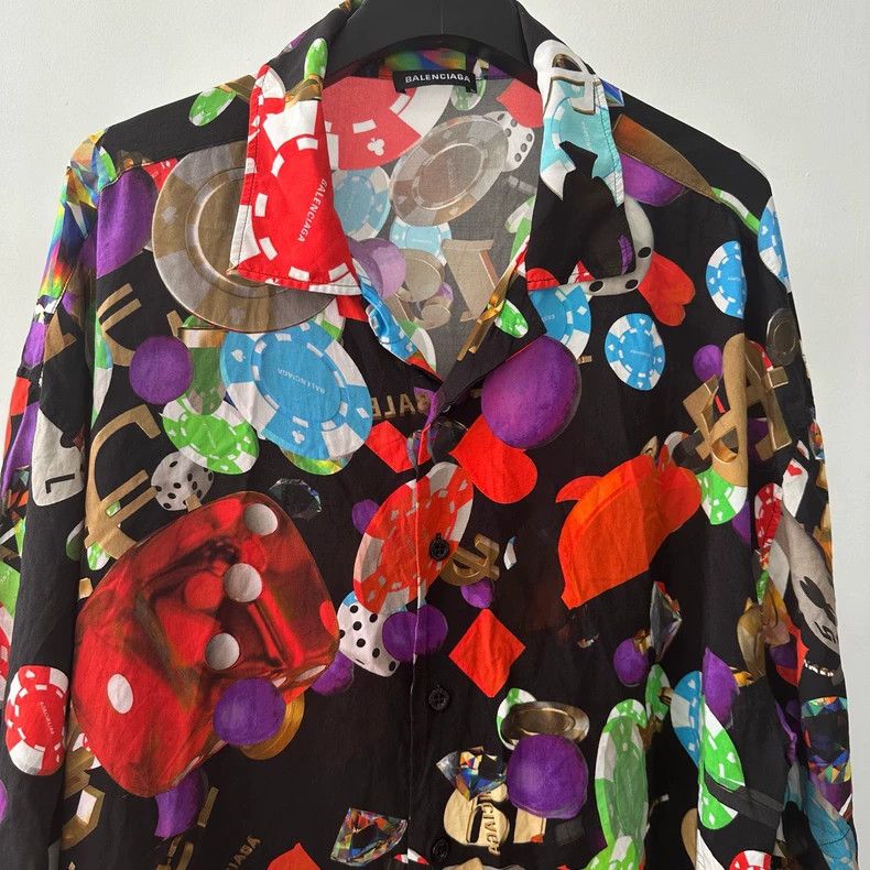 Balenciaga Balenciaga size 37 SS19 casino print logo short sleeve shir Size US M / EU 48-50 / 2 - 3 Thumbnail