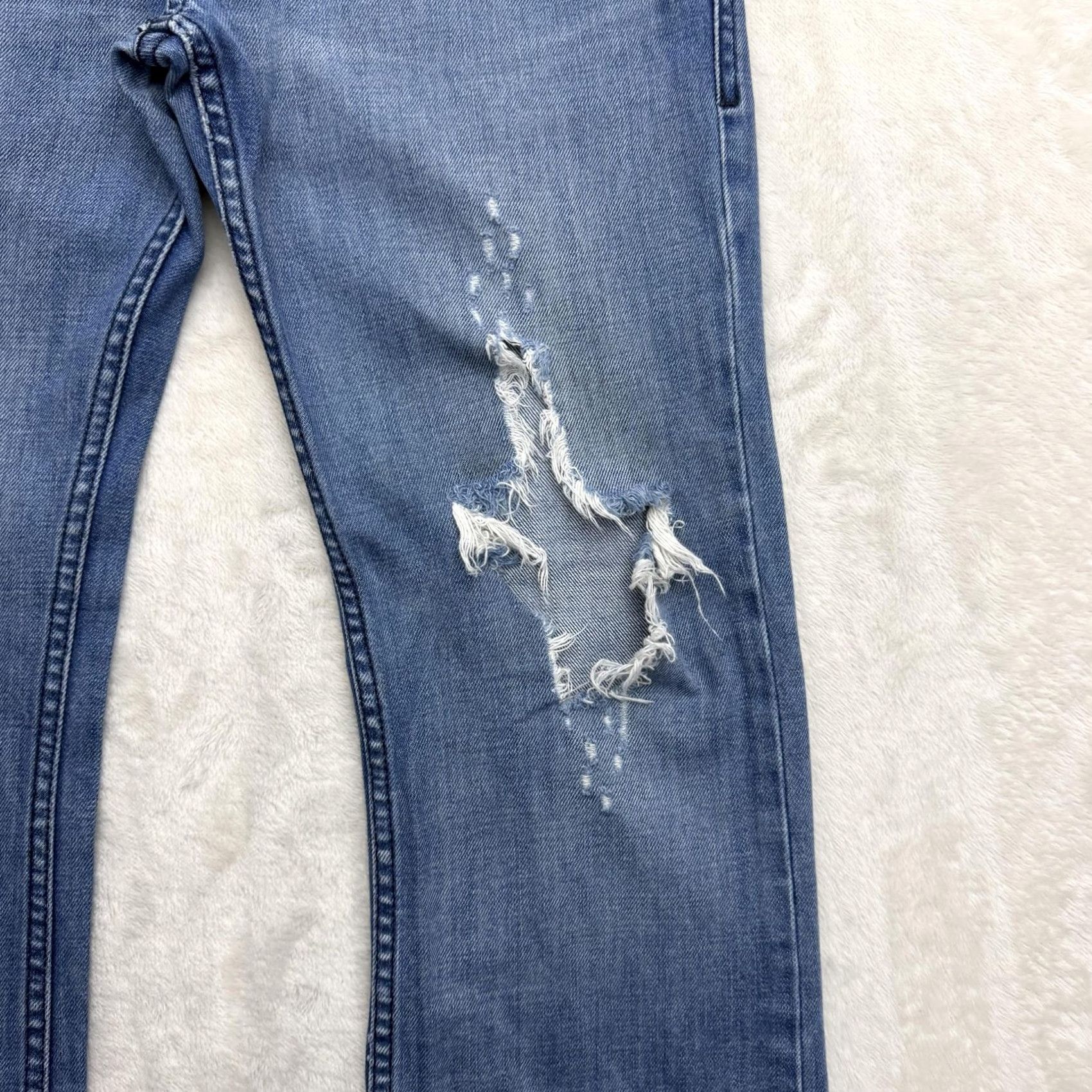 Diesel Diesel Jeans Pants Mens 32x30 Blue Medium Wash Distressed Straight Leg Denim Jeans Size US 31 - 3 Thumbnail