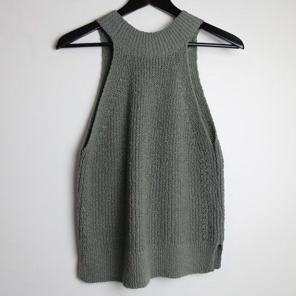 Anthropologie Gentle Fawn High Neck Sleeveless Knitted Sage Green Sweater Size M / US 6-8 / IT 42-44 - 6 Thumbnail