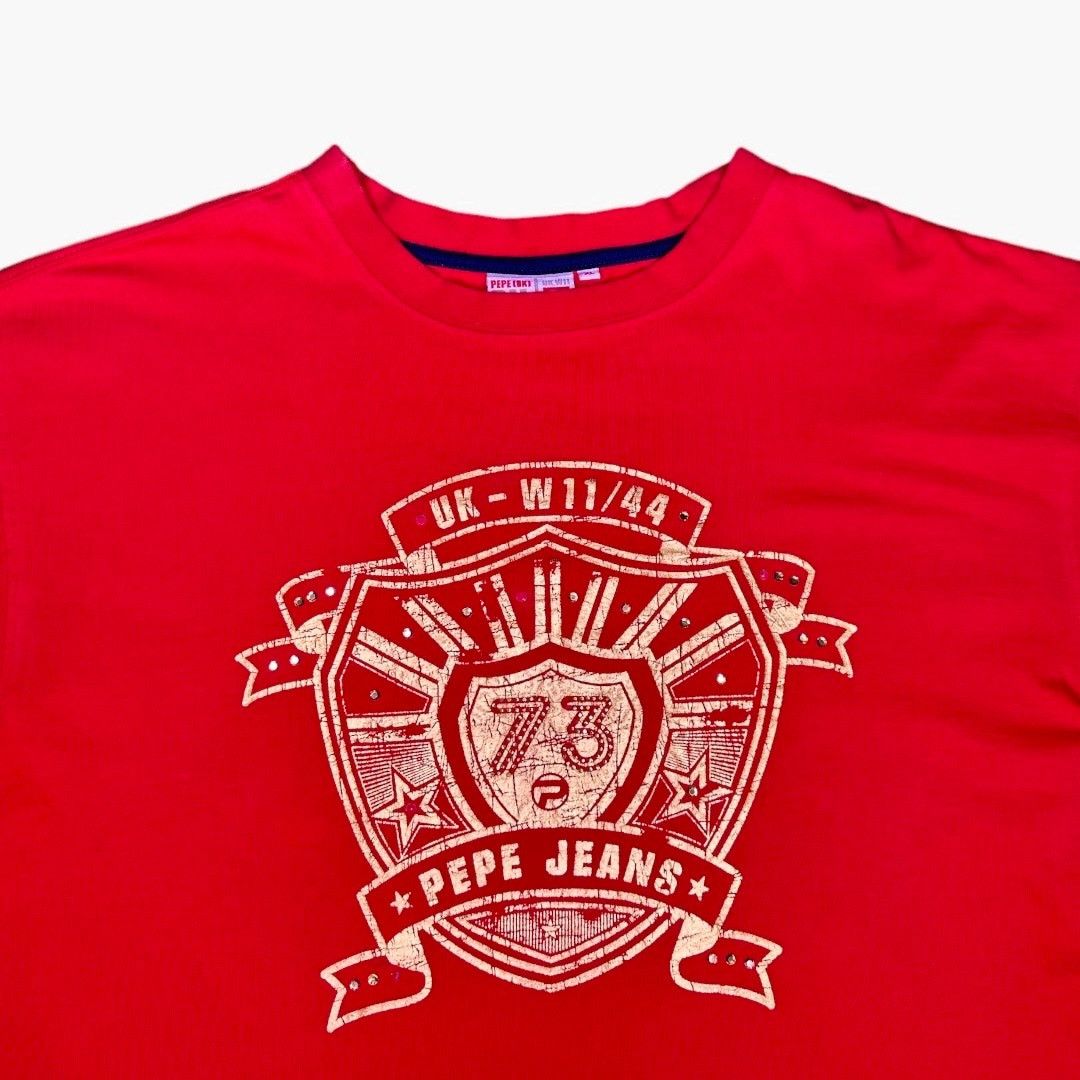 Pepe Jeans Vintage Pepe Jeans London Rhinestone Emblem Tee Size US XL / EU 56 / 4 - 3 Thumbnail
