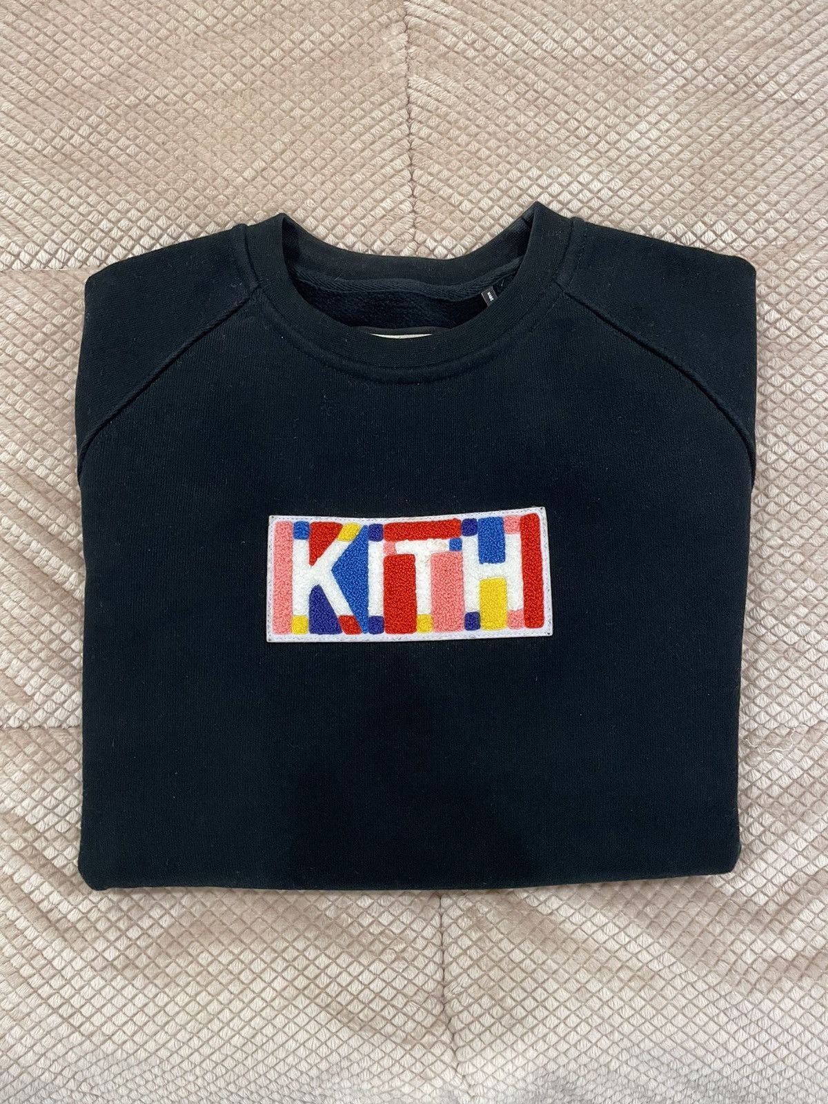 image of Kith Multi Color Box Logo Crewneck in Black, Men's (Size Small)