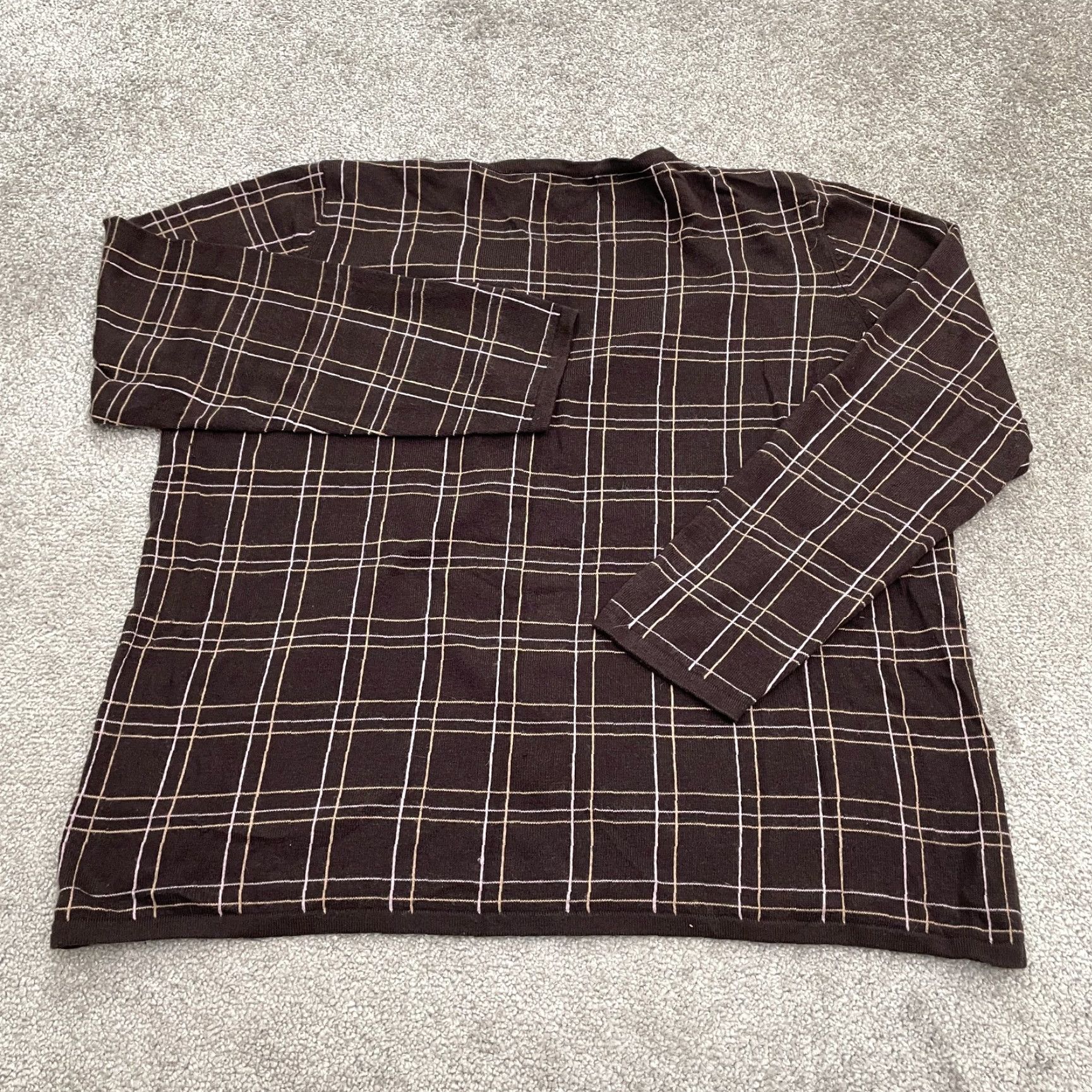 Vintage Grace Dane Lewis Sweater Women 2XL Brown Check Crew Neck Knit All Seasons Designer Womens Size XXL / US 16-18 / IT 52-54 - 2 Thumbnail