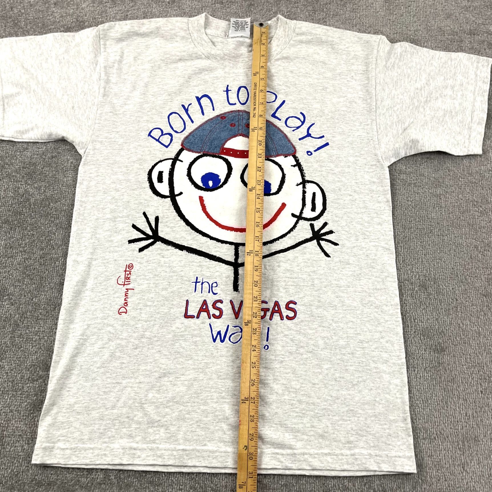 Born VINTAGE Danny First Graphic Shirt Mens Large Gray "Born to Play" Las Vegas Casino 90s Cartoon Size US L / EU 52-54 / 3 - 3 Thumbnail