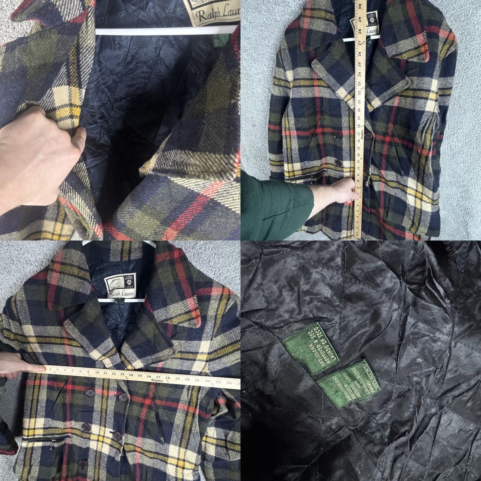 Ralph Lauren Ralph Lauren Jacket Womens Large Blue Plaid Wool Pea Coat Quilted Lined Pockets Size L / US 10 / IT 46 - 9 Thumbnail