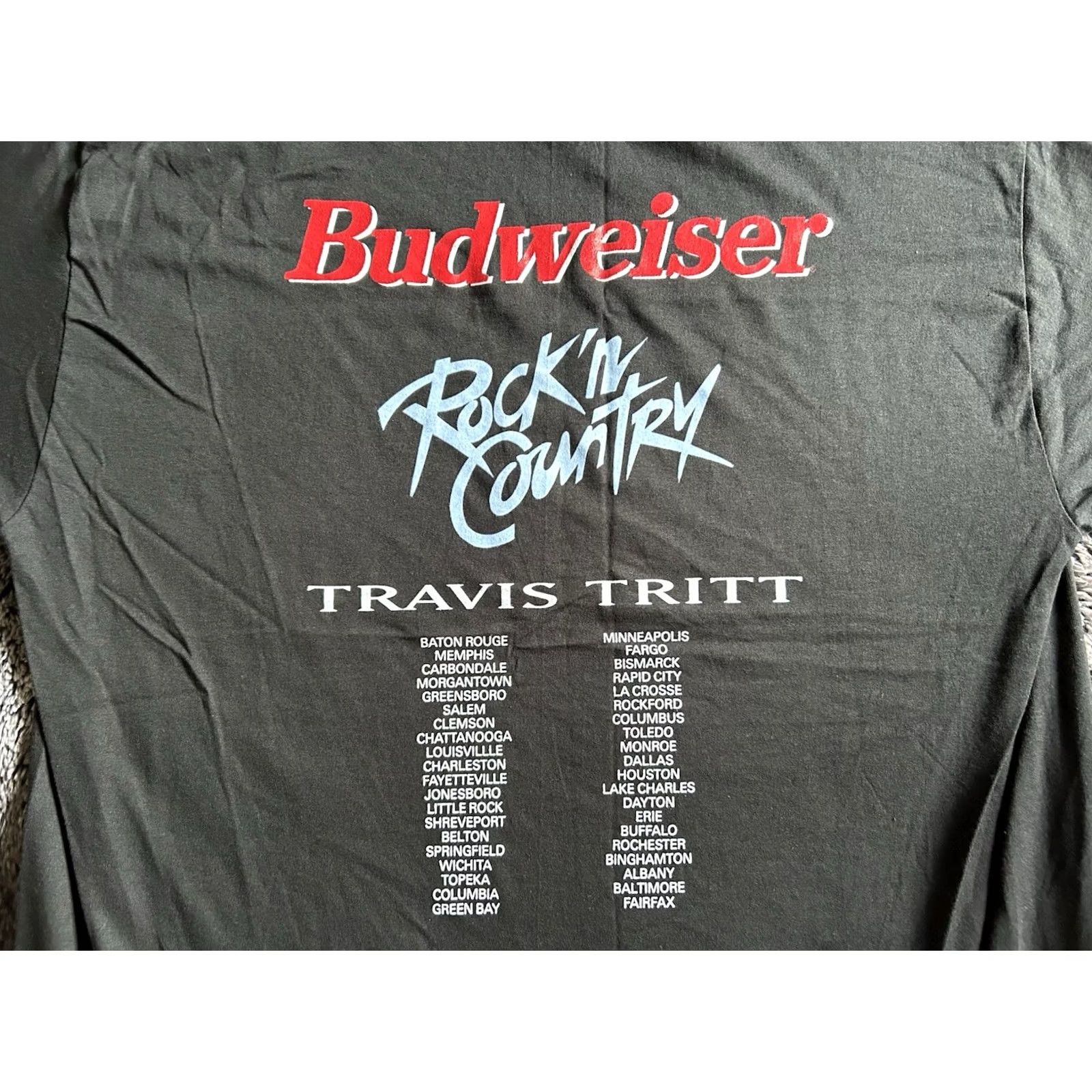 Vintage VINTAGE Travis Tritt Trouble Crew 1993 World Tour T-Shirt Mens XL Black Crew Neck Single Stitch Size US XL / EU 56 / 4 - 4 Thumbnail