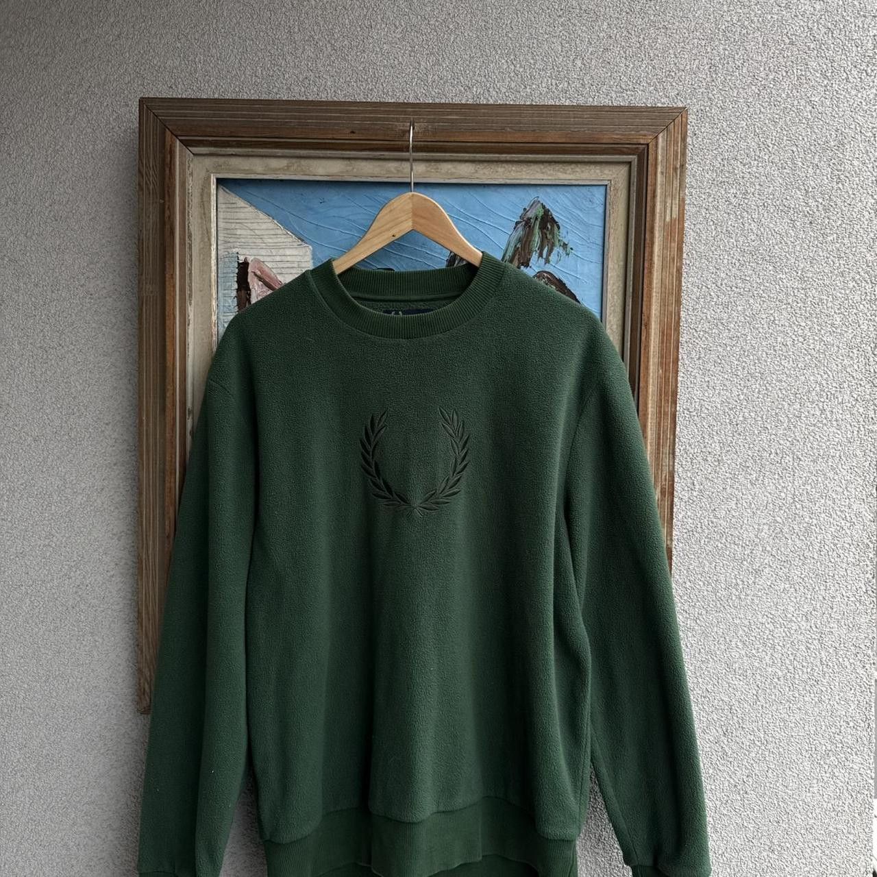 Fred Perry Fred Perry Fleece Sweatshirt Green Vintage Size US L / EU 52-54 / 3 - 3 Thumbnail
