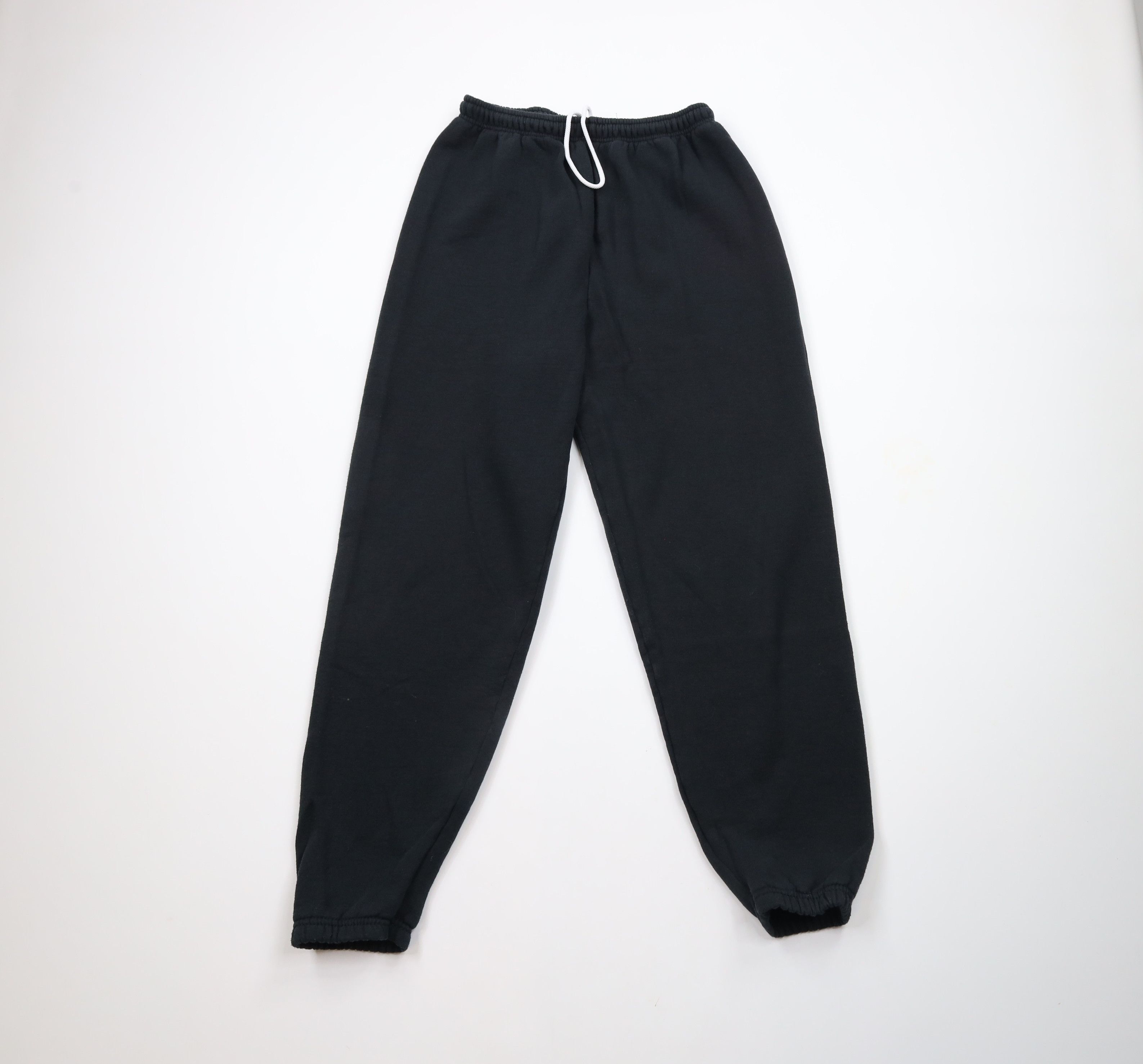 Vintage Vintage 90s Streetwear Blank Cuffed Sweatpants Joggers Black Size US 34 / EU 50 - 1 Thumbnail