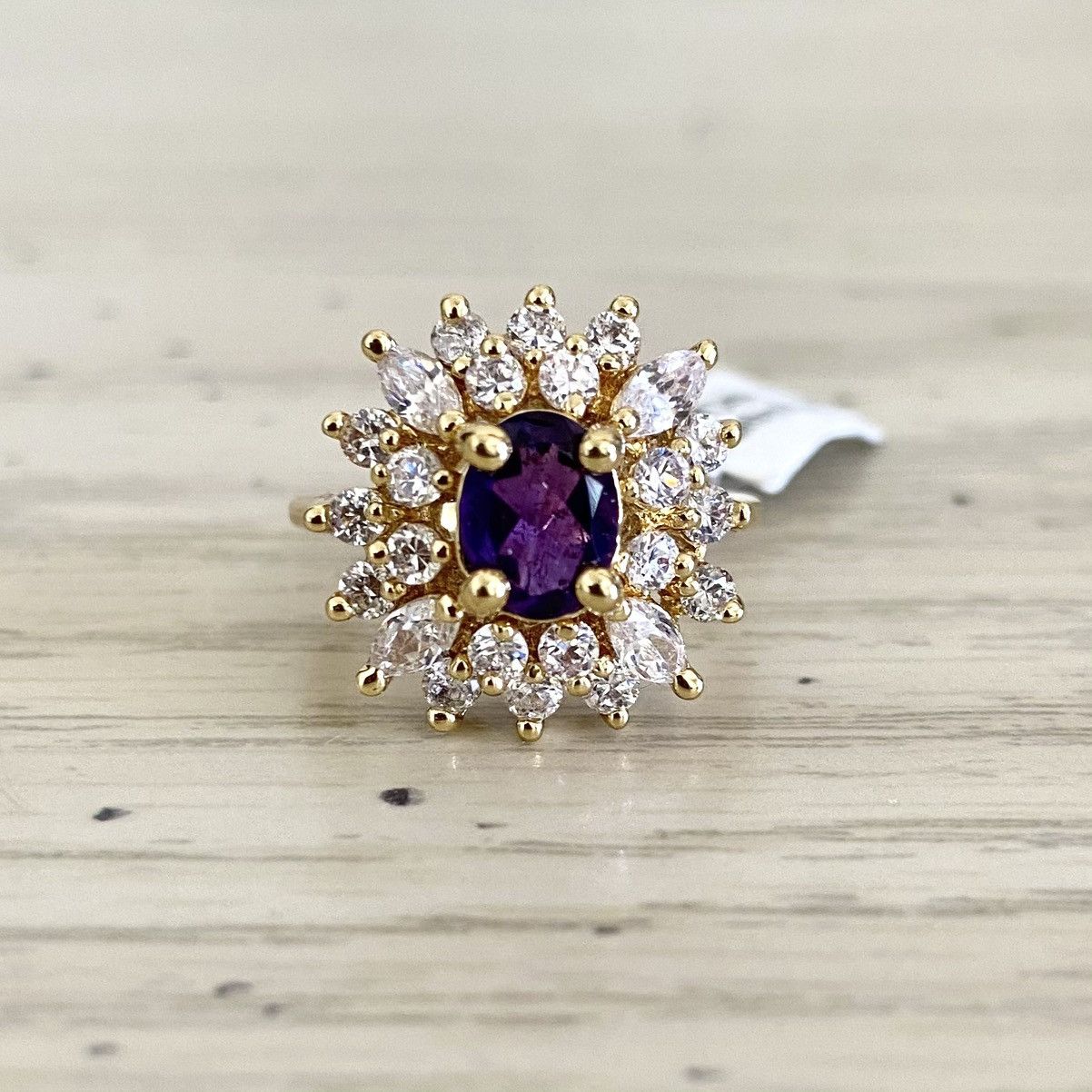 Other NWT Amethyst and Crystal Gold Tone Cocktail Ring | Size 6.5 Size ONE SIZE - 1 Thumbnail