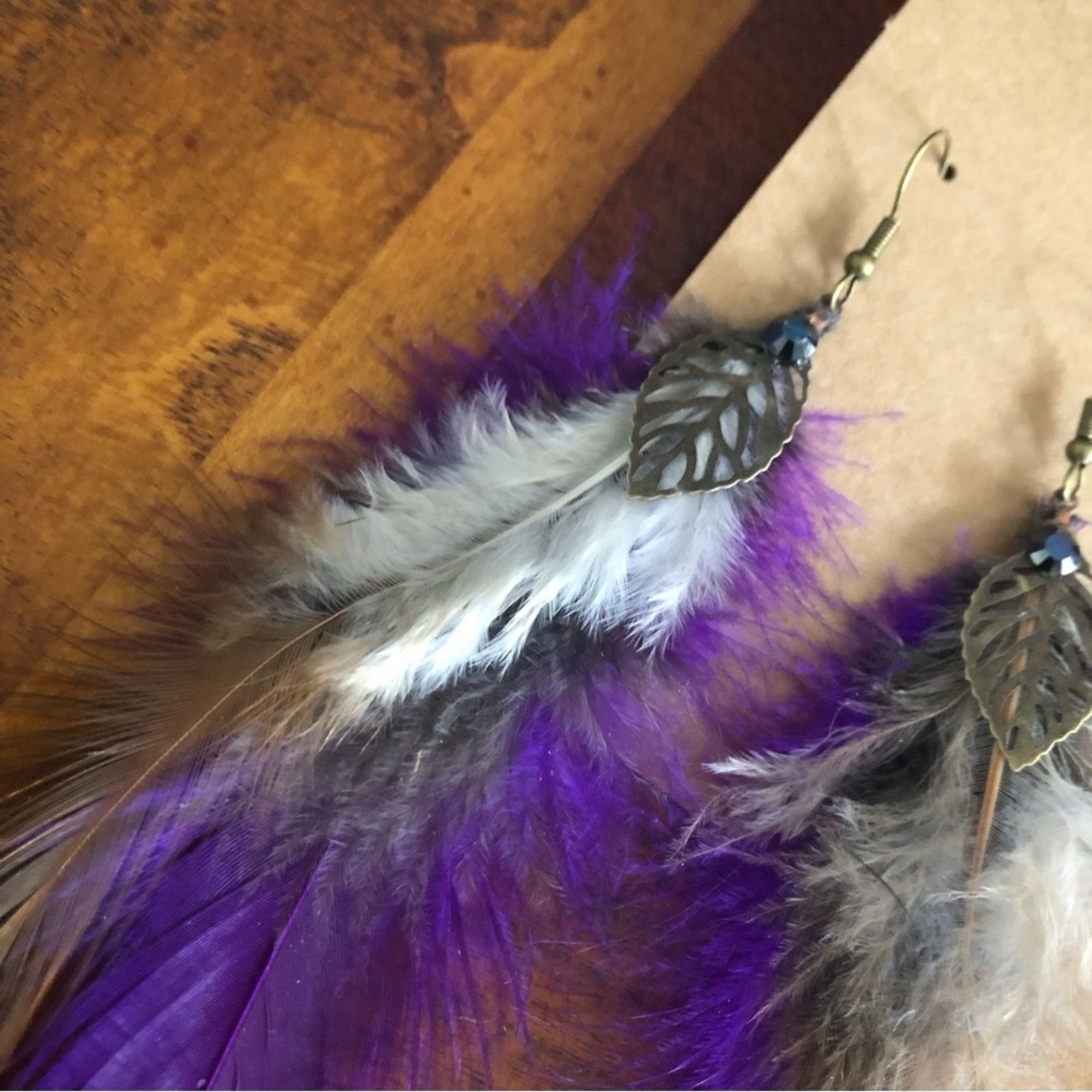 Handmade Handcrafted genuine rooster feather western cowgirl earrings Size ONE SIZE - 7 Thumbnail