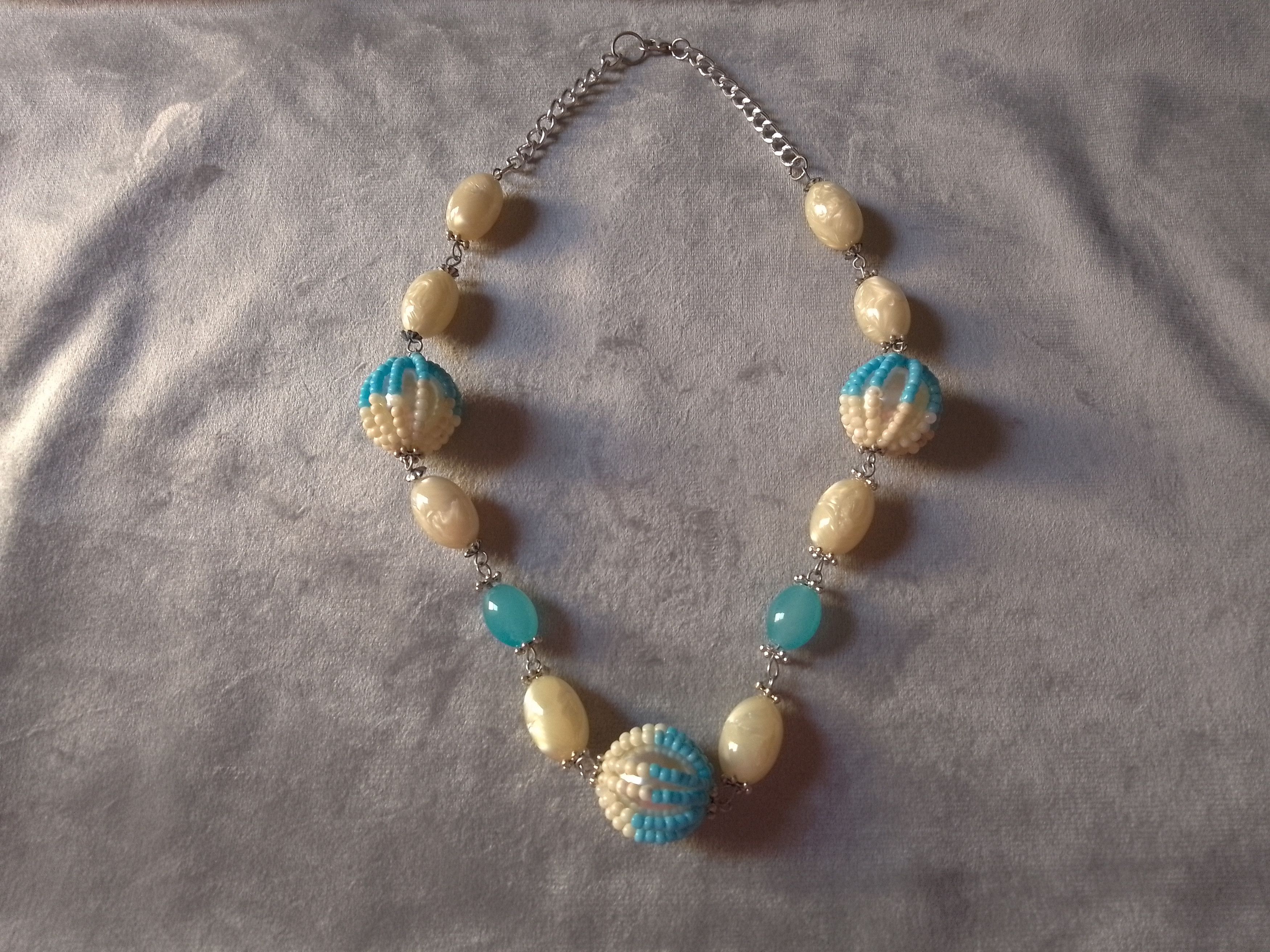 Handmade Necklace Vintage Pearls Blue Crystal+ Coated Pearls Size ONE SIZE - 1 Thumbnail