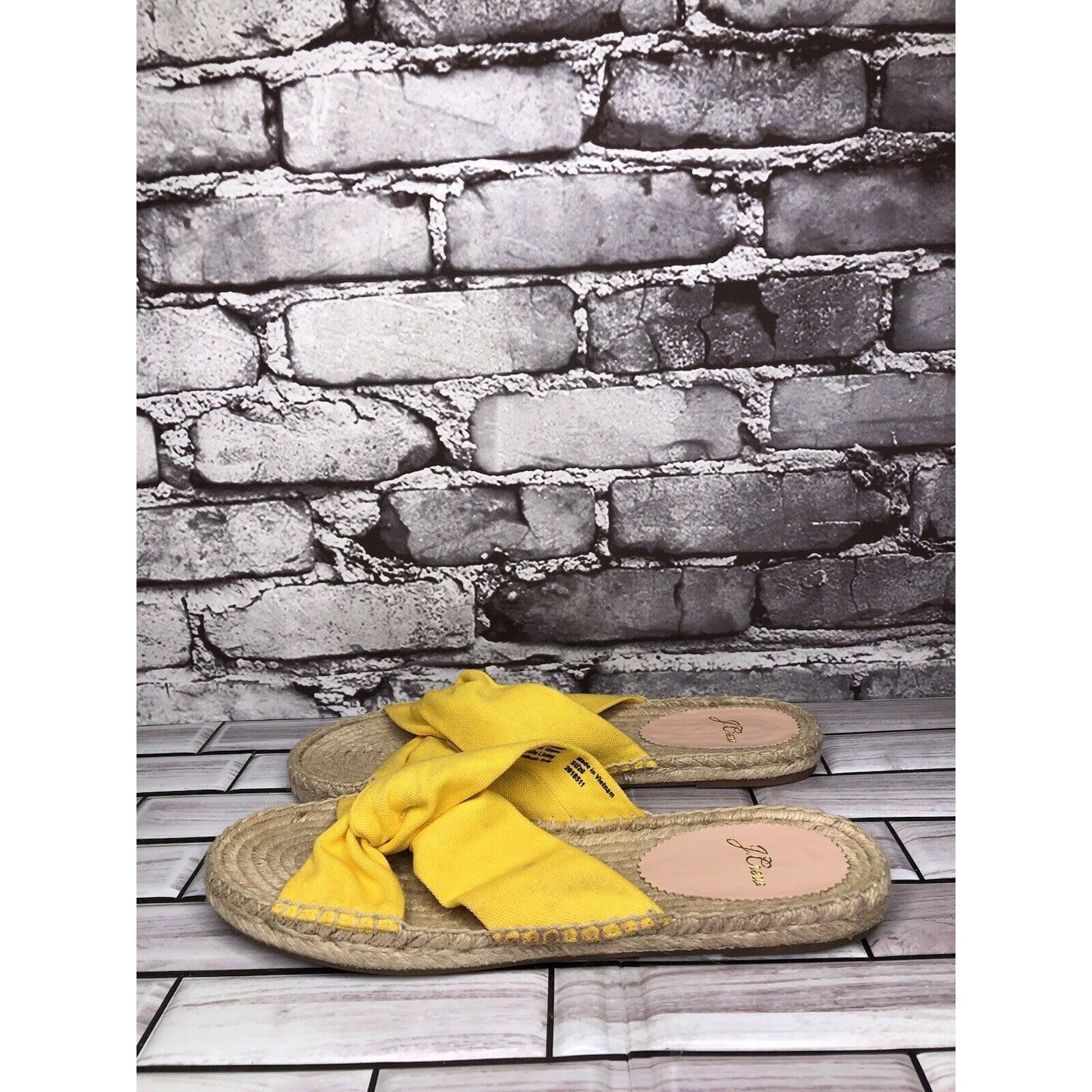 Other J. Crew Yellow Twisted Canvas Fabric Slide Espadrilles Sanda Size US 9 / IT 39 - 3 Thumbnail