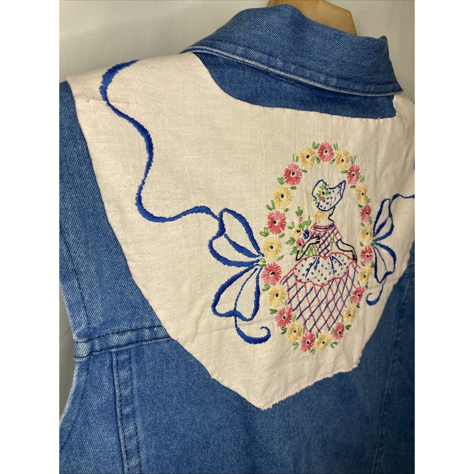 Other Vintage 90s Large Granny Cottagecore Prairie Denim Vest Size L / US 10 / IT 46 - 5 Thumbnail