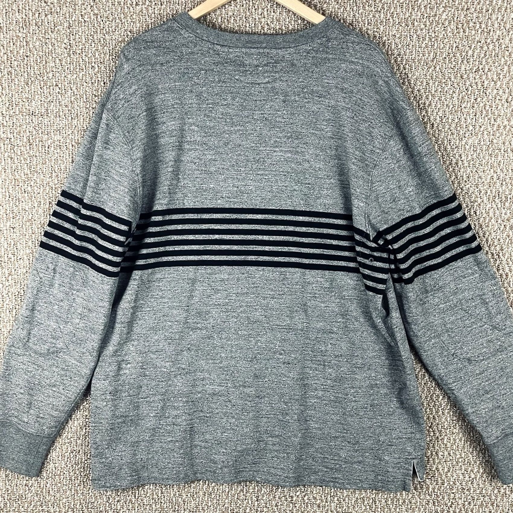 J.Crew J.CREW Oarsman Shirt Men XL Gray Stripe Heavyweight Elbow Patch Cotton T342 Size US XL / EU 56 / 4 - 3 Thumbnail