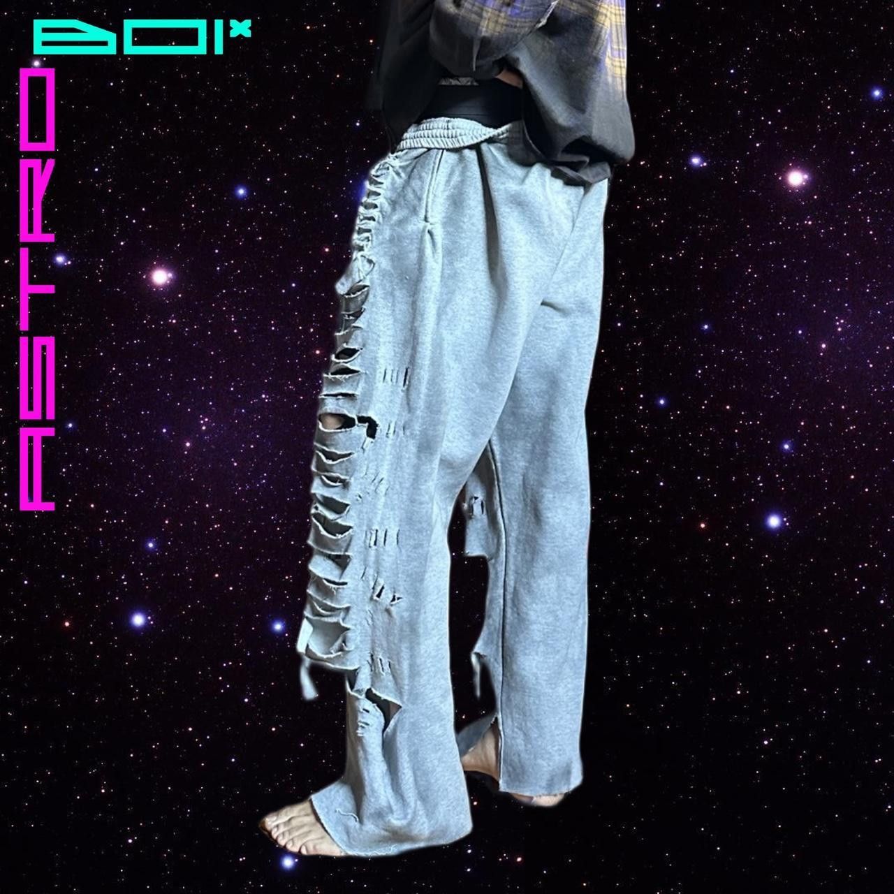 Vintage ASTROBOI* Grey Tattered Grunge Baggy Sweatpants - 3XL Size US 38 / EU 54 - 4 Thumbnail