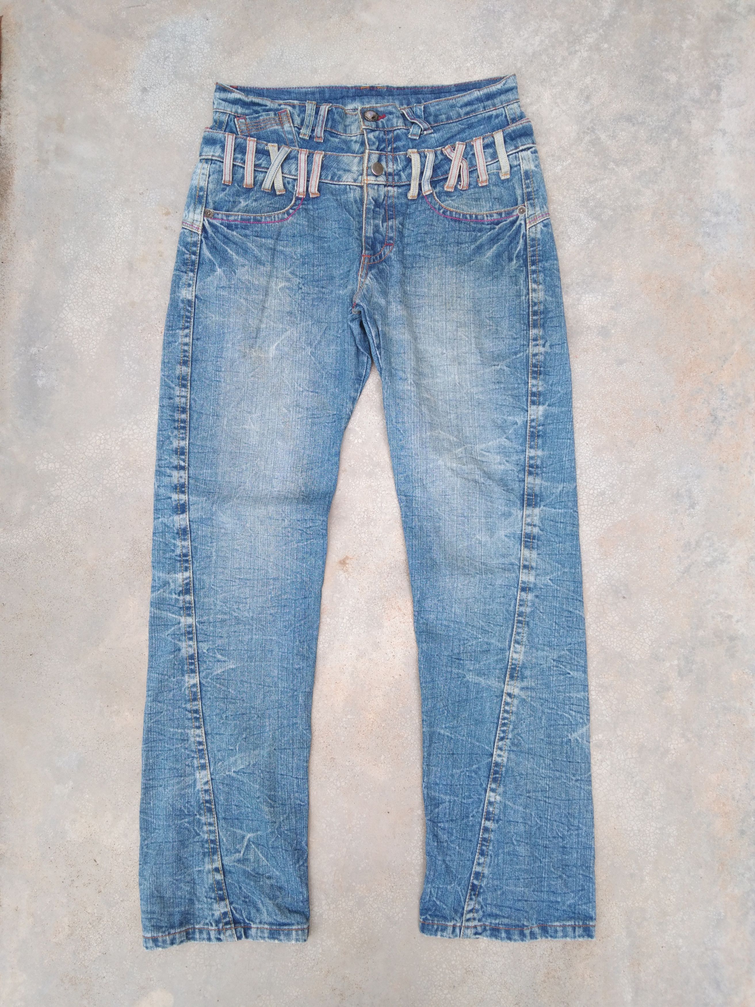 Japanese Brand Vintage Japanese Double Waist Engineered Retro Punk Jeans Size US 31 - 1 Thumbnail