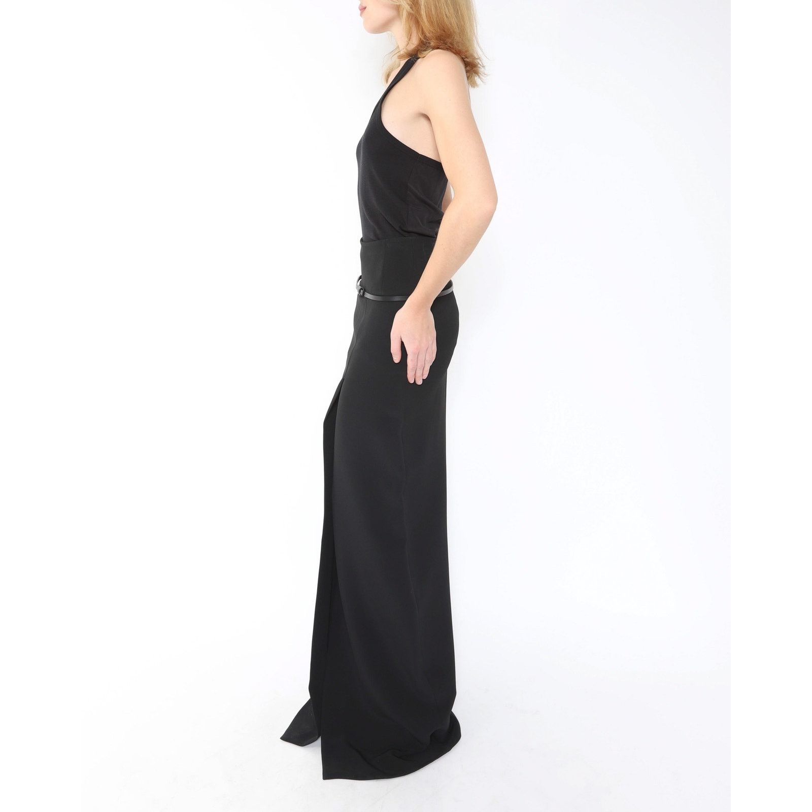 Haider Ackermann FW16 Maxi Dress with Slit in Black Viscose Size XS / US 0-2 / IT 36-38 - 3 Thumbnail