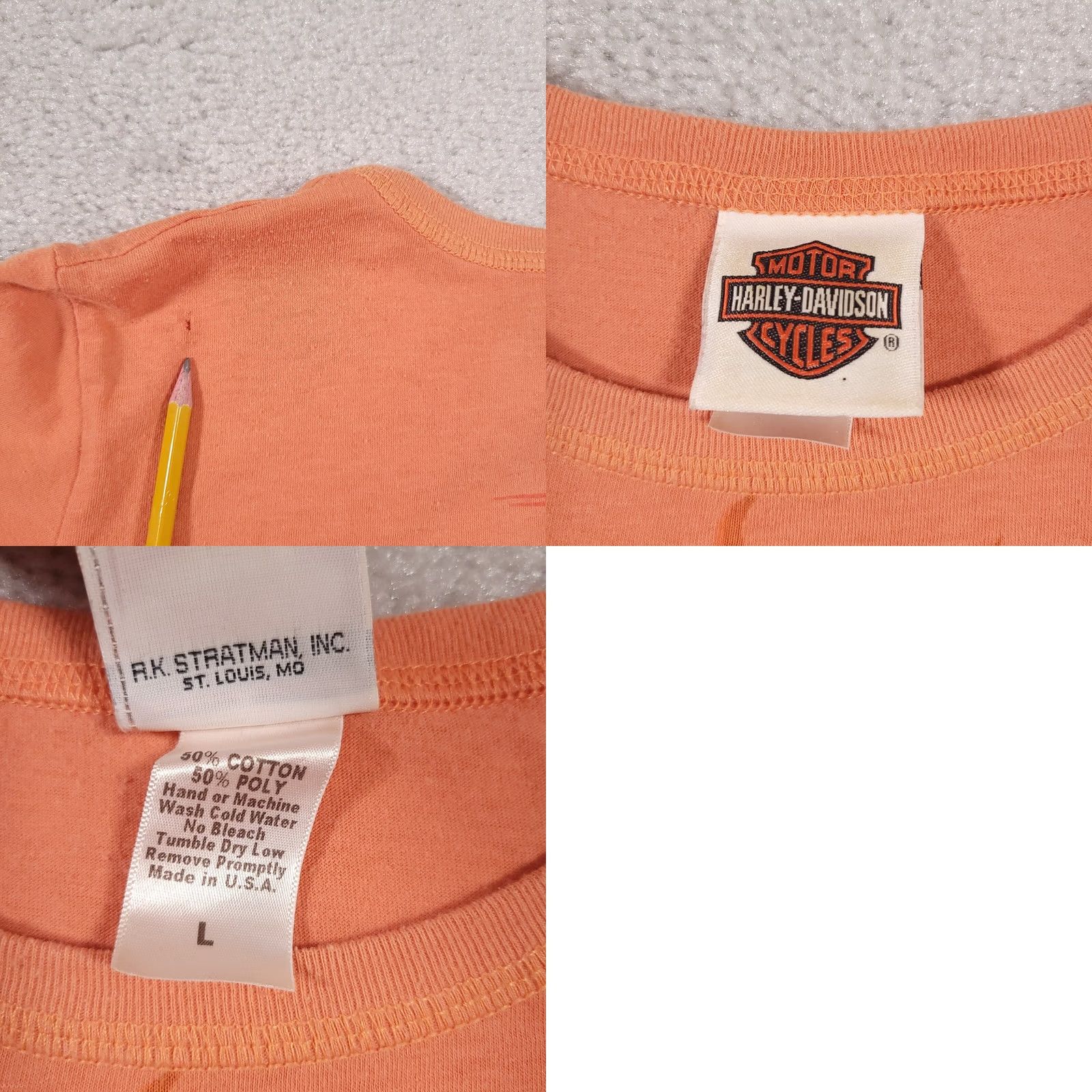 Harley Davidson Harley-Davidson Shirt Women's Large Orange Motorcycle Short Sleeve Grunge USA Shirt T-Shirt 80s 90s Biker Mens Womens Girls Size L / US 10 / IT 46 - 10 Thumbnail