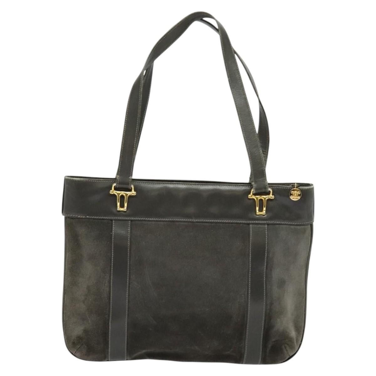Celine CELINE Hand Bag Suede Leather Gray Gold Size ONE SIZE - 3 Thumbnail