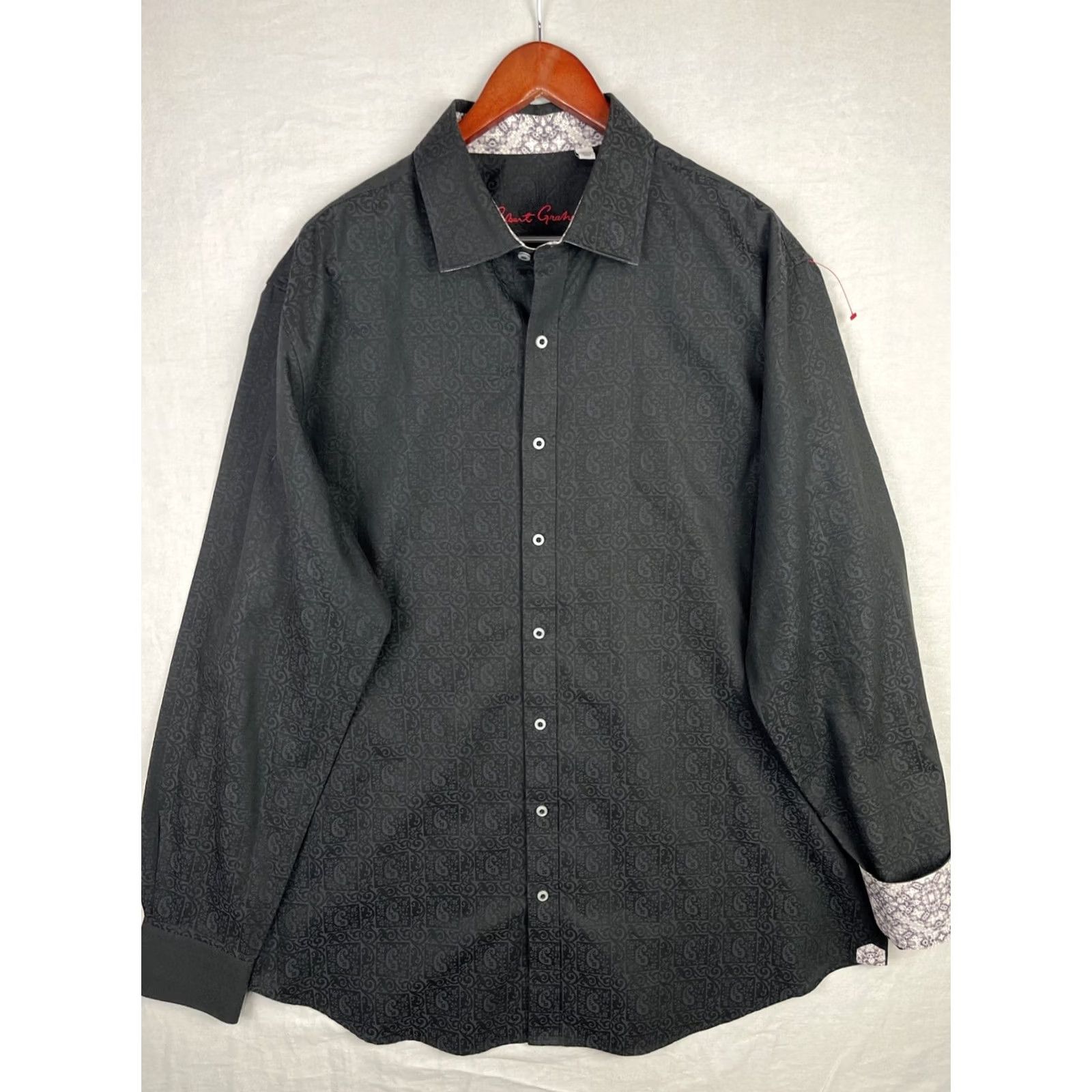 Robert Graham Robert Graham Shirt Mens XL Tall Black Paisley Long Sleeve Button-Up Size US XL / EU 56 / 4 - 2 Thumbnail