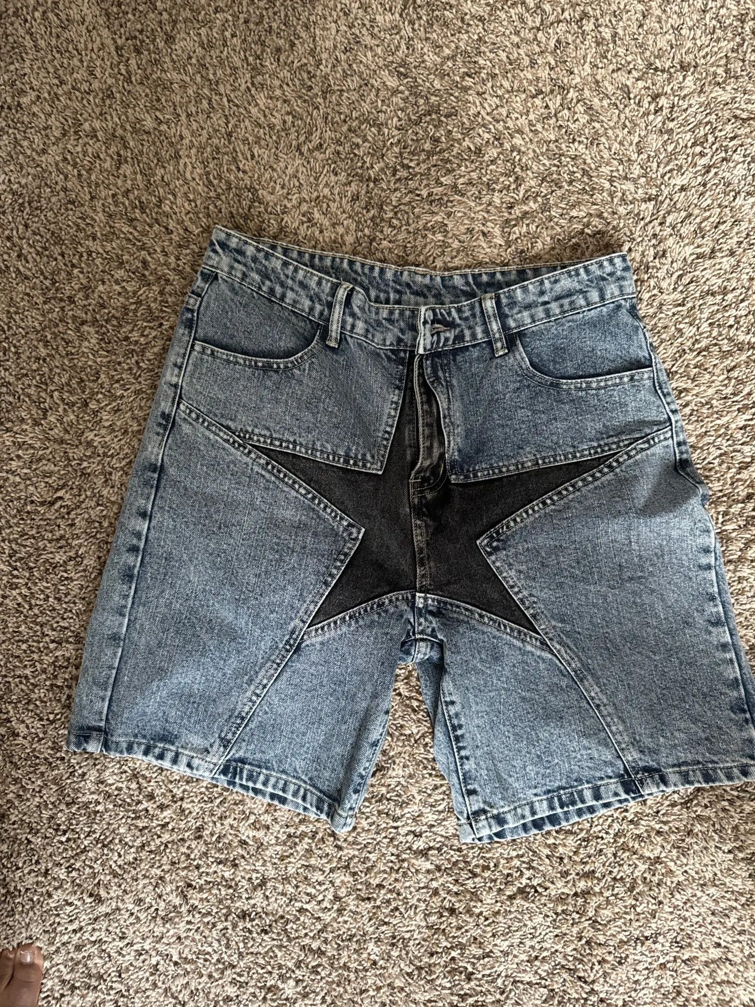 Japanese Brand Denim Patchwork Oversized Jeans Shorts Summer Size US 34 / EU 50 - 2 Thumbnail