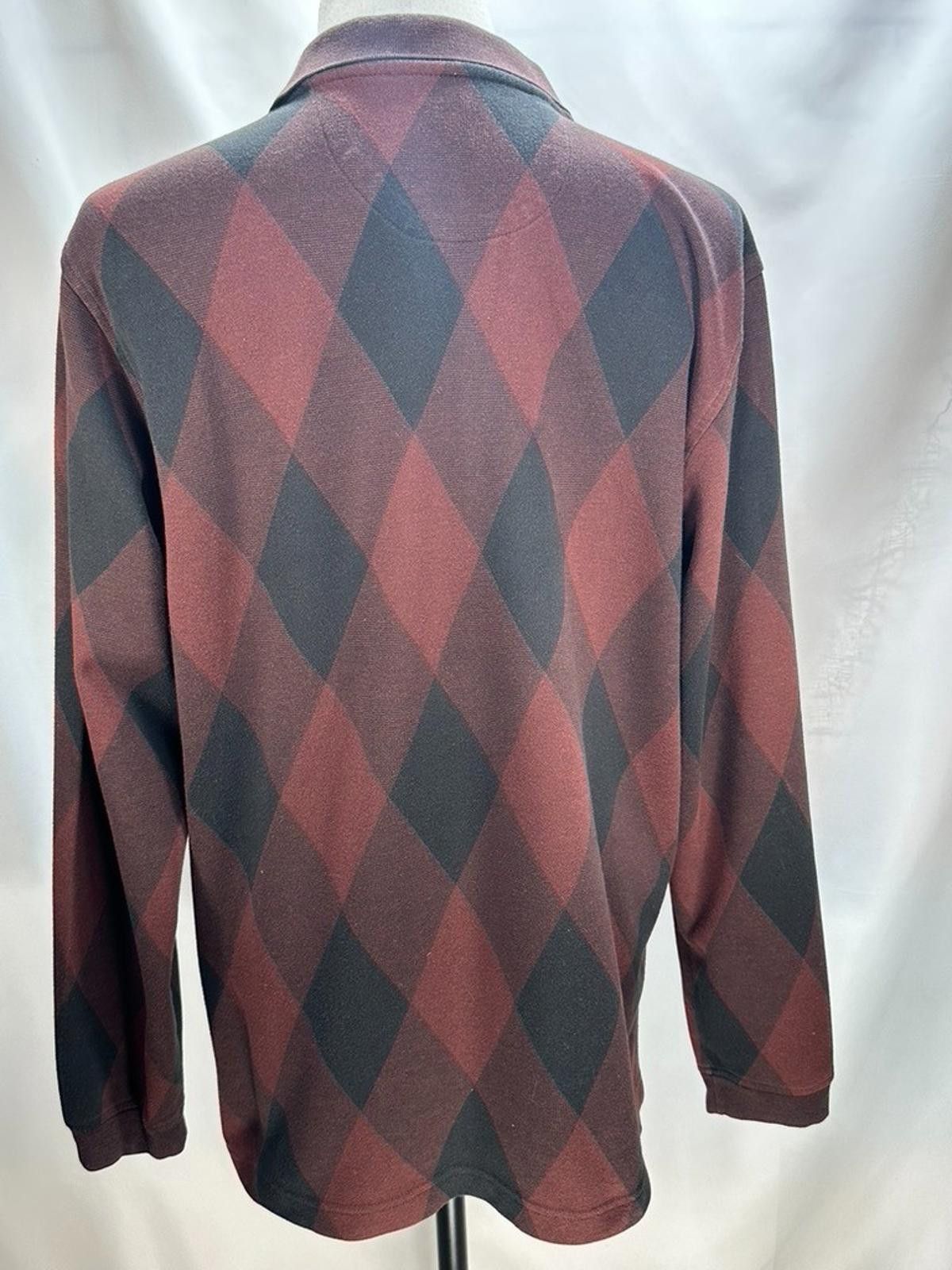 Van Heusen Van Heusen Cotton Blend 1/4 Button Argyle Sweater Red L Size US L / EU 52-54 / 3 - 3 Thumbnail