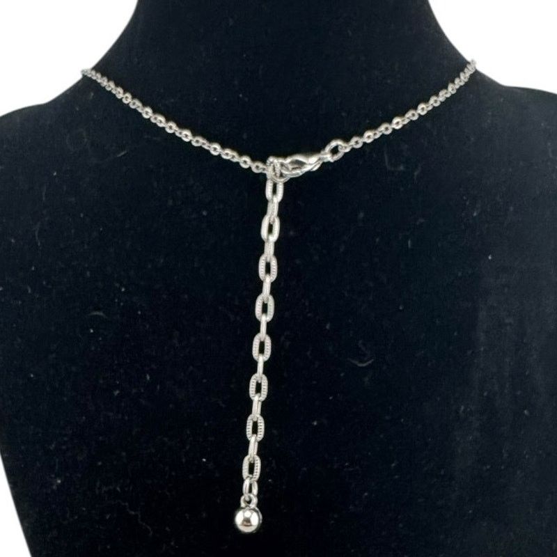 Other Lovely Black Bead and Silver Chain Statement Necklace 16" Size ONE SIZE - 3 Thumbnail