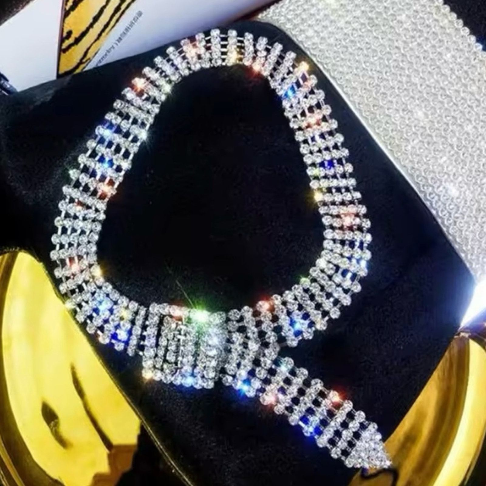 Other Full Rhinestone Choker Necklaces for Women Shiny Silver Size ONE SIZE - 1 Thumbnail