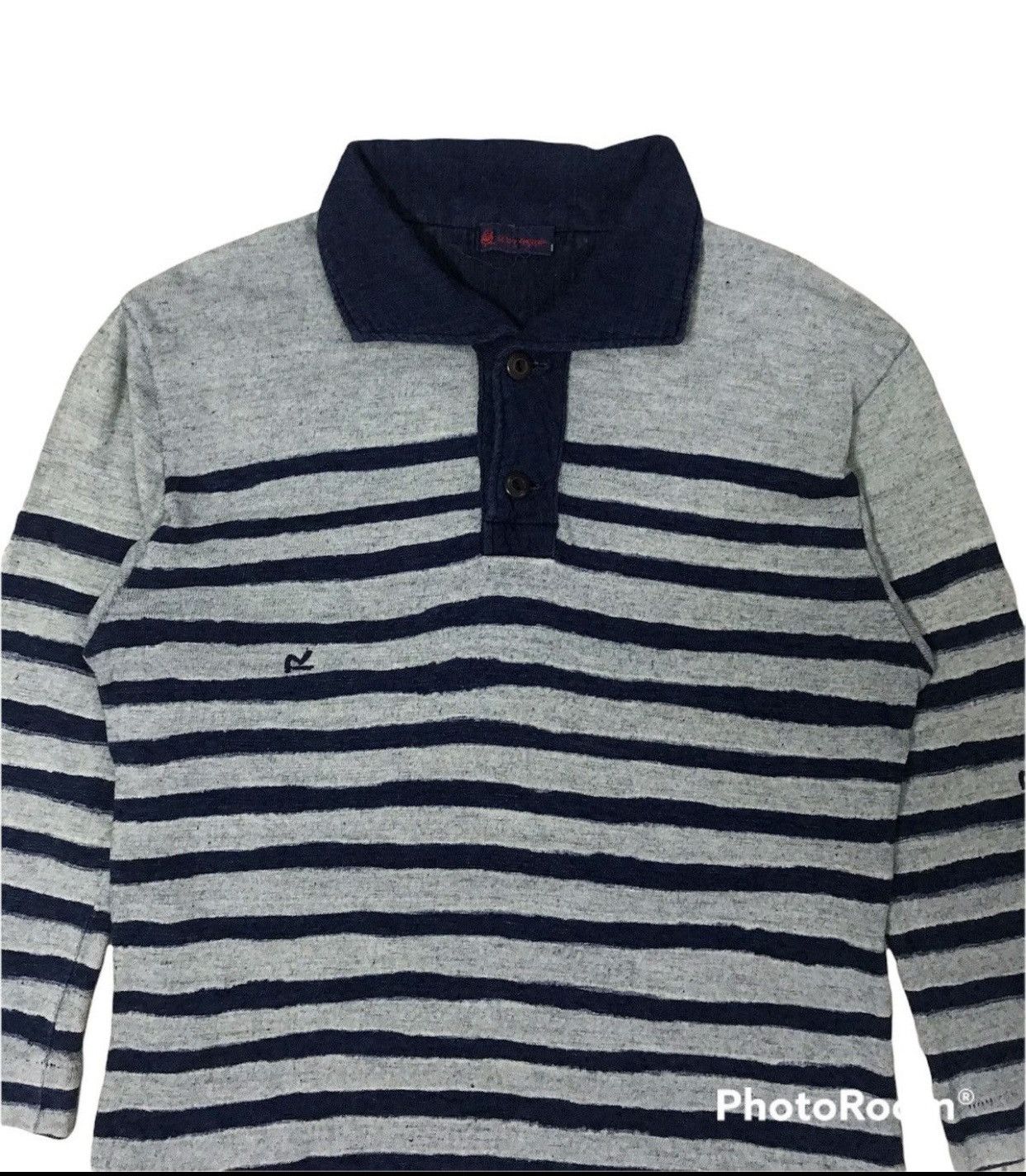 45rpm × Indigo Vtg 45rpm Indigo Polo Stripe Shirt Size S / US 4 / IT 40 - 5 Thumbnail