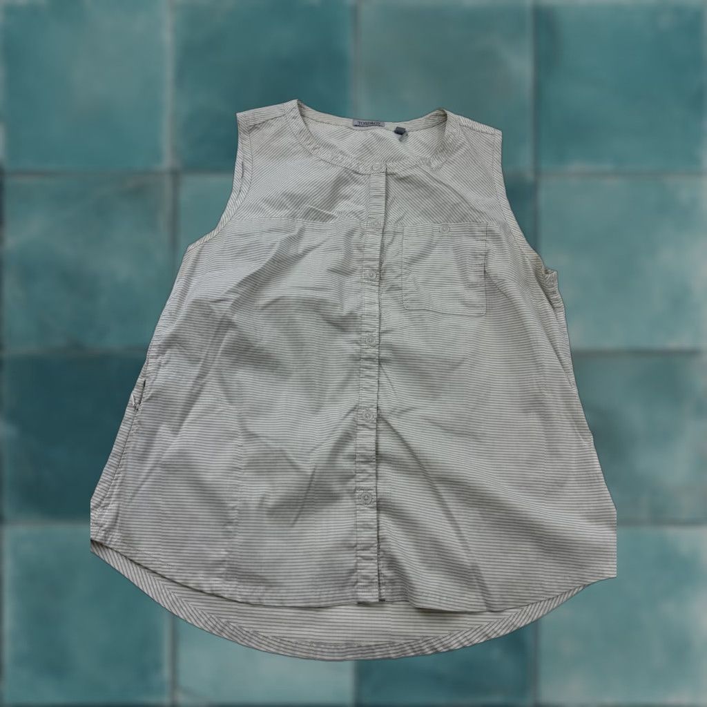 Toad&Co Toad&Co Blouse Womens Large Gray Stripe Sleeveless Button Front Casual Top Size L / US 10 / IT 46 - 1 Thumbnail