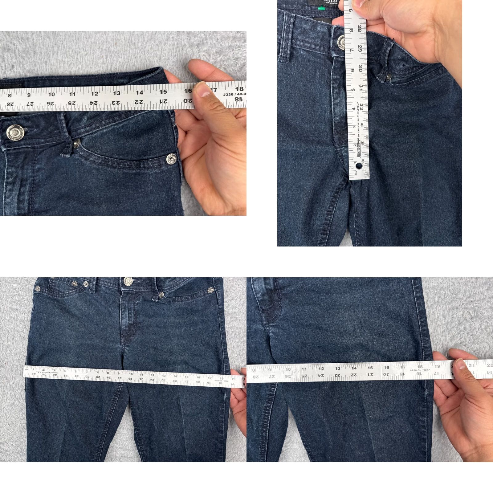 Vintage ANA Jeans Womens Jeans 6 Blue Denim Flared Low Rise Cotton Blend 30x31 Denim 5-Pocket Dark Wash Casual Womens Jeans Size 28" / US 6 / IT 42 - 8 Thumbnail