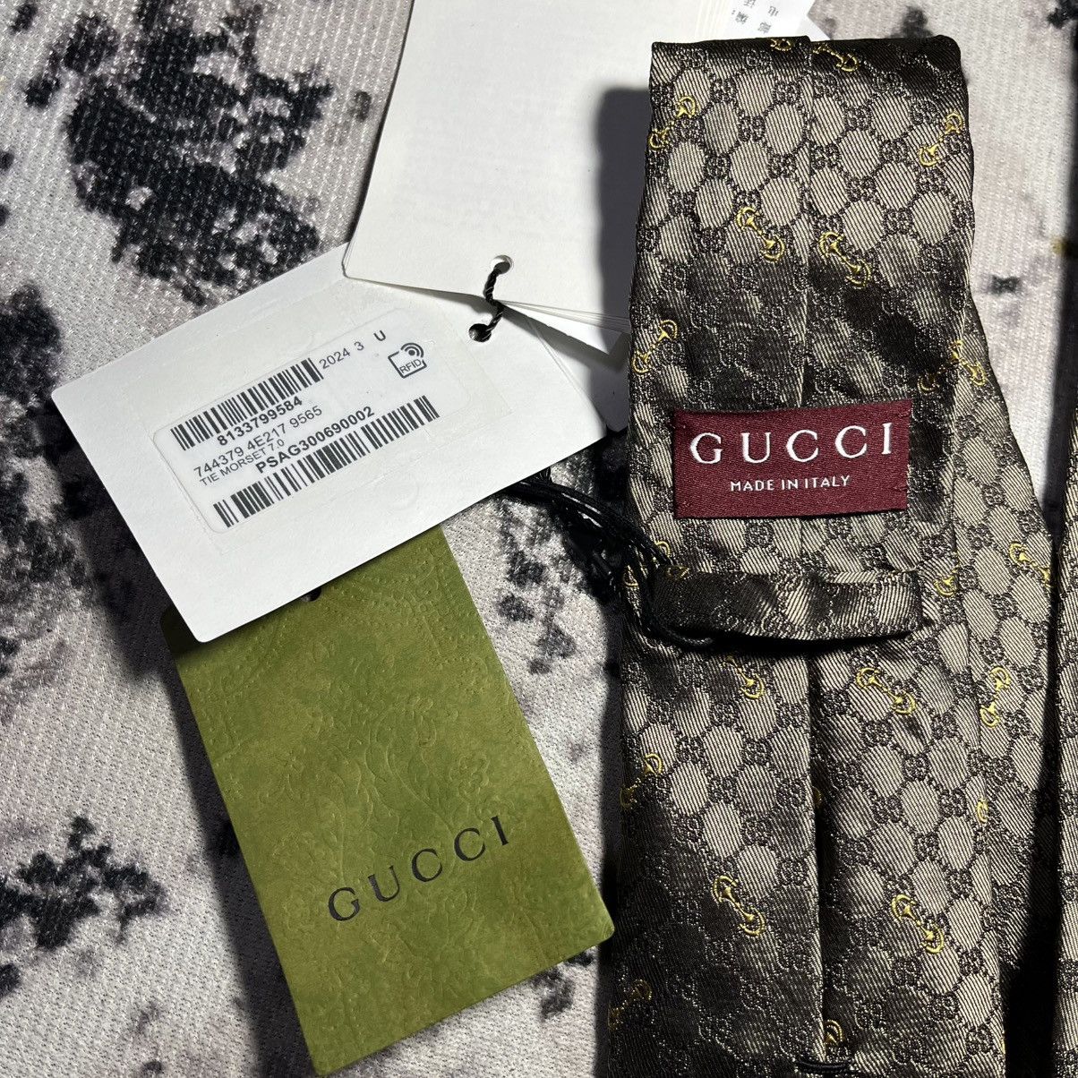Gucci BNWT - Gucci Vintage GG Jacquard Silk Tie Size ONE SIZE - 4 Thumbnail
