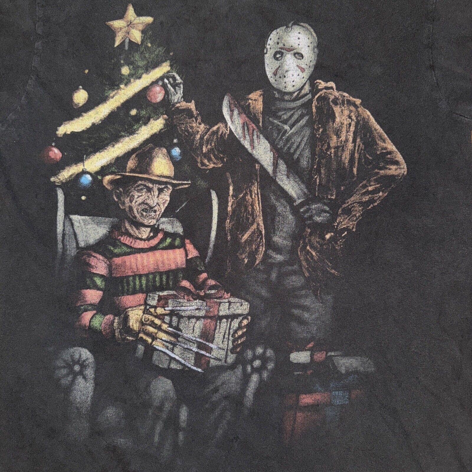 Band Tees × Vintage Freddy Kruger And Jason T-Shirt Black 18x25 Y2K Small Size US S / EU 44-46 / 1 - 2 Thumbnail