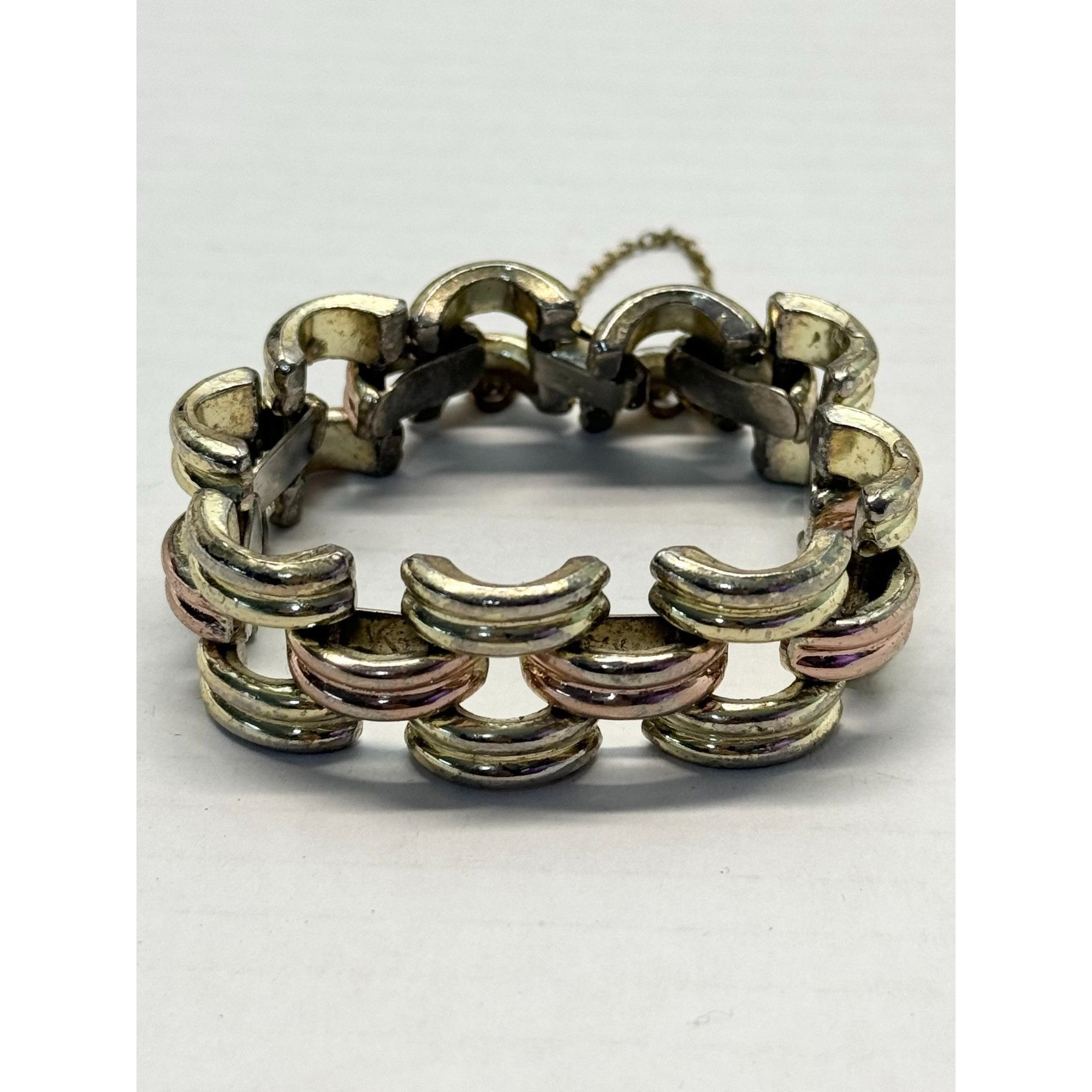 Monet Vintage Monet Jewelry Wide Two Tone Bracelet Size ONE SIZE - 1 Thumbnail