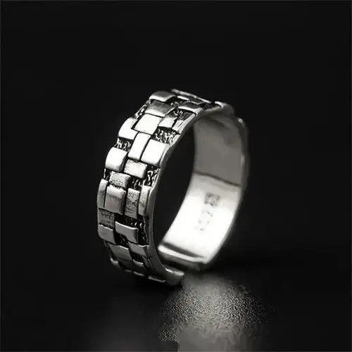 Ring Of Fire Geometric Block Pattern Ring Size ONE SIZE - 1 Thumbnail