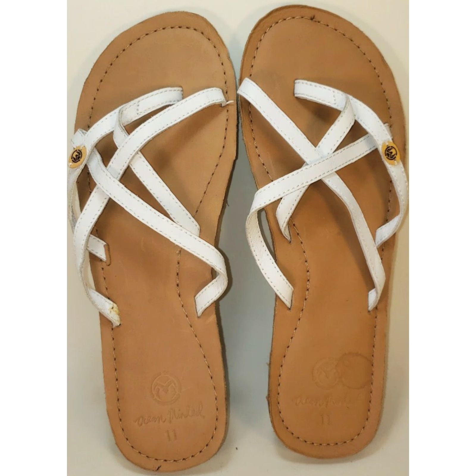 Vintage Ocean Minded Slide Strappy Sandals Women's 11M White Leather Sandal Strappy Casual Womens Size 11M White Leather Size US 11 / IT 41 - 6 Thumbnail