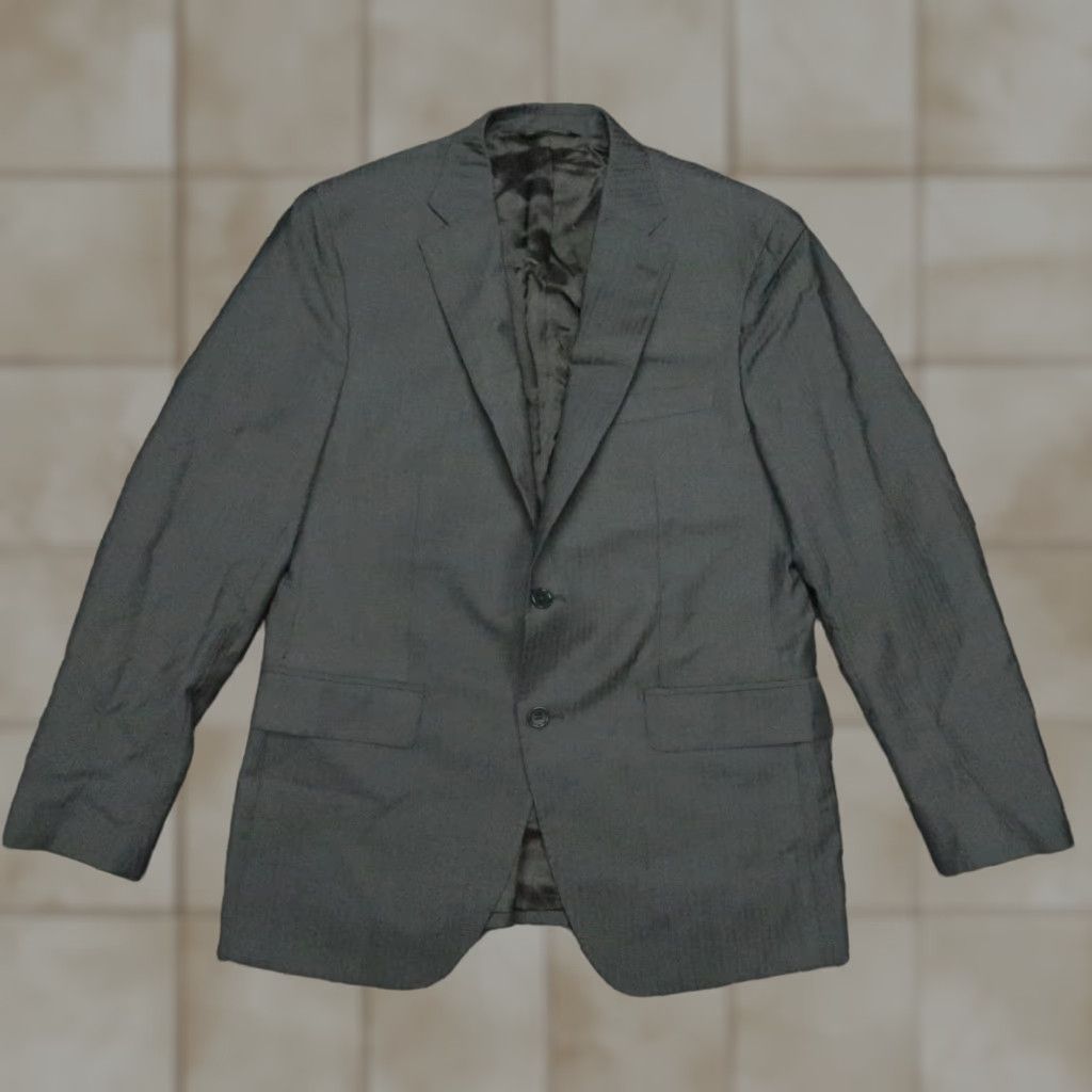 Saks Fifth Avenue Blazer 2 Piece Men's 40 Regular Gray Wool Silk Sport Coat