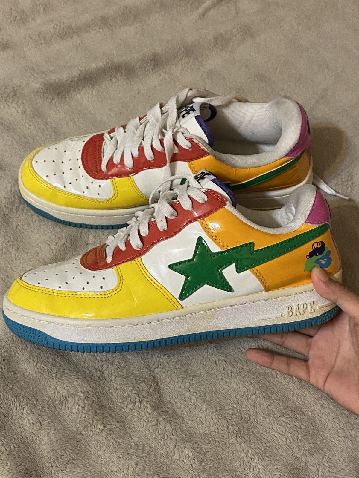 Bape A Bathing Ape Baby Milo Patent Leather Multi Colour Bapesta Size US 9 / EU 42 - 1 Thumbnail