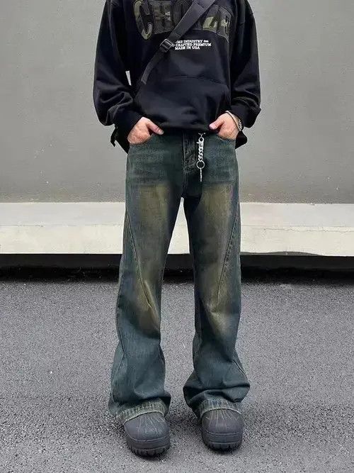 Jean Vintage washed distressed mud-dyed micro-flared jeans Size US 32 / EU 48 - 4 Thumbnail