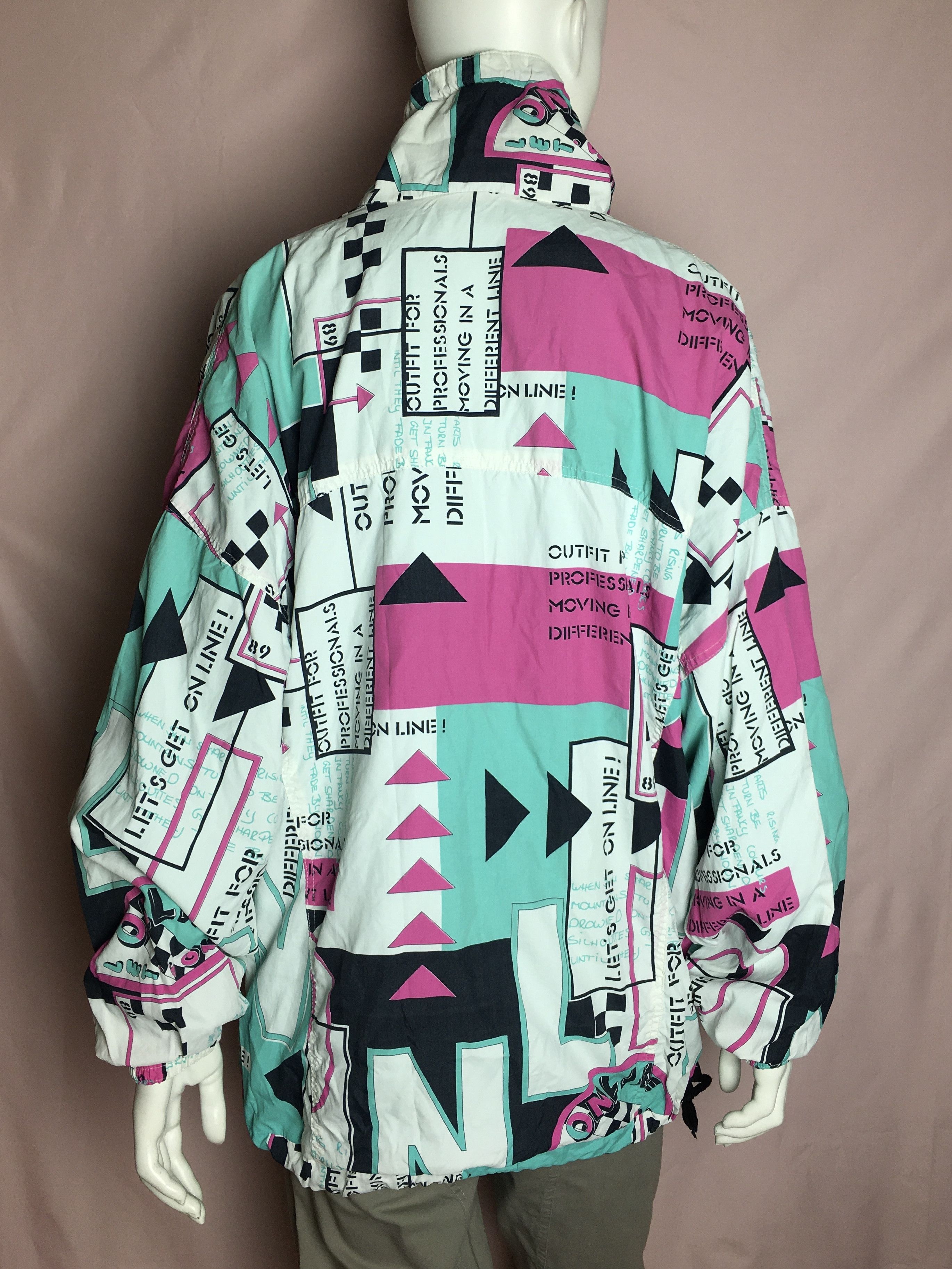 Vintage ONLINE Vintage 90s Geometric Anorak Jacket Retro Streetwear Size US S / EU 44-46 / 1 - 4 Thumbnail