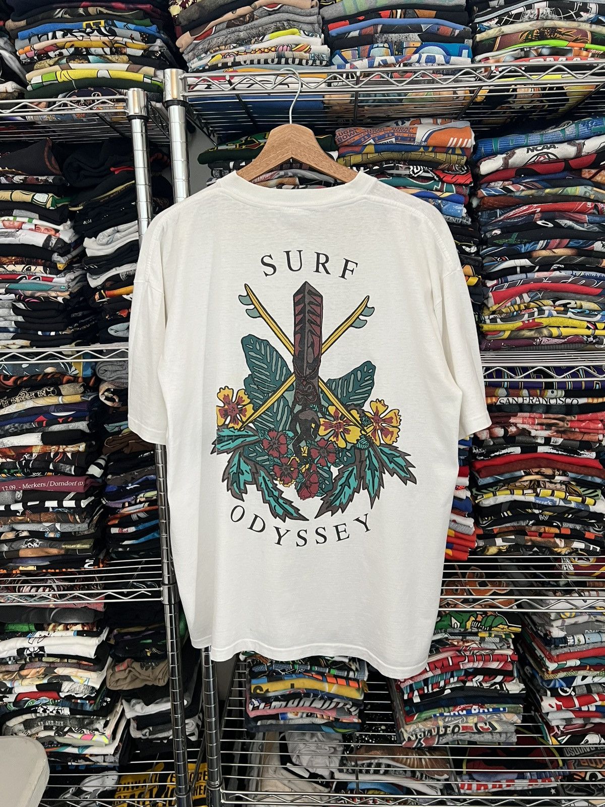 Vintage 90s Surf Odyssey Tribal Art Single Stitch Tee Hawaii Size US XL / EU 56 / 4 - 1 Thumbnail