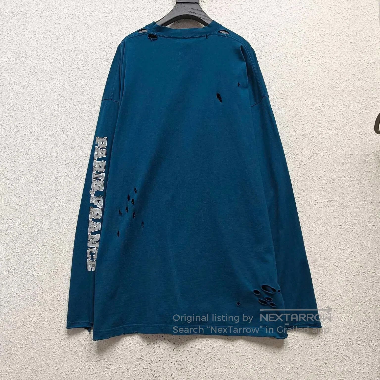 Balenciaga Balenciaga Distressed Logo Long Sleeve Shirt. Size US XL / EU 56 / 4 - 2 Thumbnail