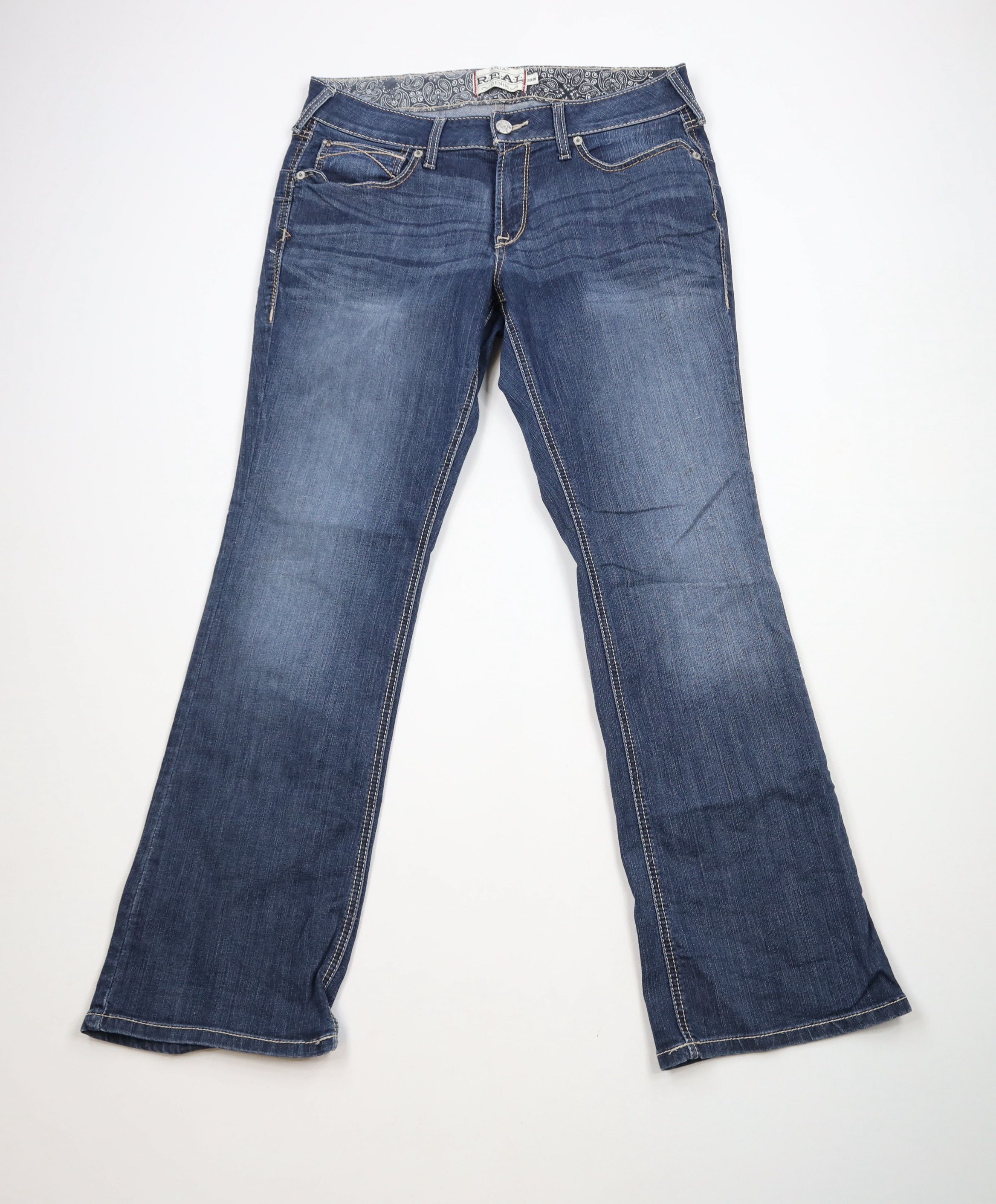 Ariat × Vintage Ariat REAL Denim Thick Stitch Stretch Flared Bootcut Jeans Size 32" / US 10 / IT 46 - 1 Thumbnail