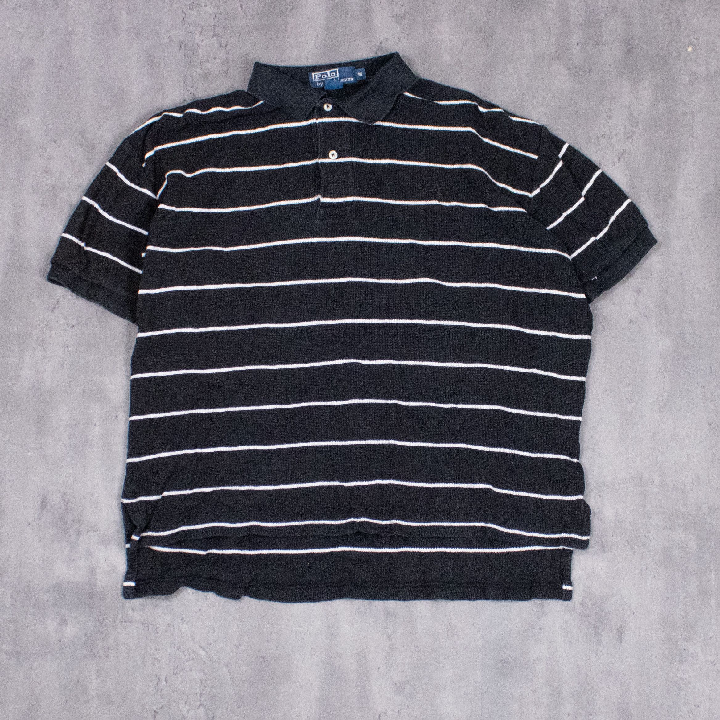 Polo Ralph Lauren Vintage 1990’s Polo Ralph Lauren Striped Cropped Black Polo Size US L / EU 52-54 / 3 - 3 Thumbnail