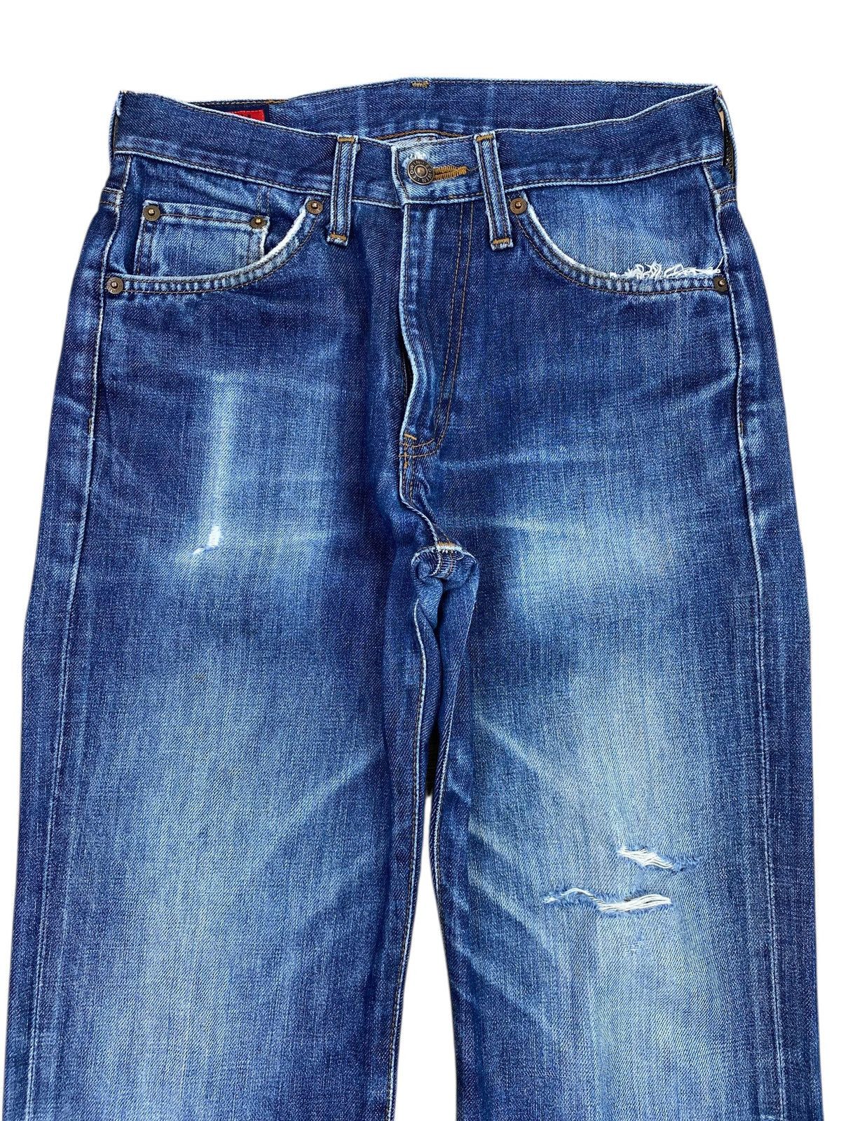 Edwin Edwin 502 Blue Wash Ripped Style Loose Jeans Size US 28 / EU 44 - 2 Thumbnail