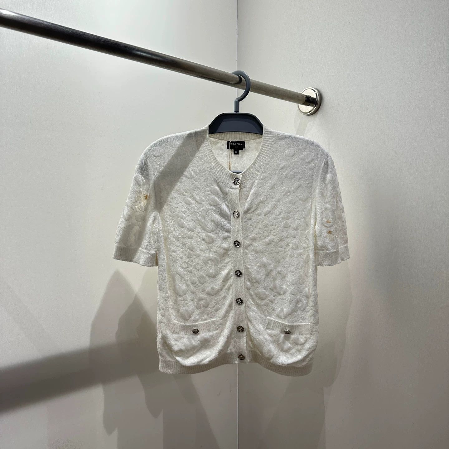 Chanel Chanel short-sleeve cardigan double pocket silver button 36 Size XS / US 0-2 / IT 36-38 - 1 Thumbnail