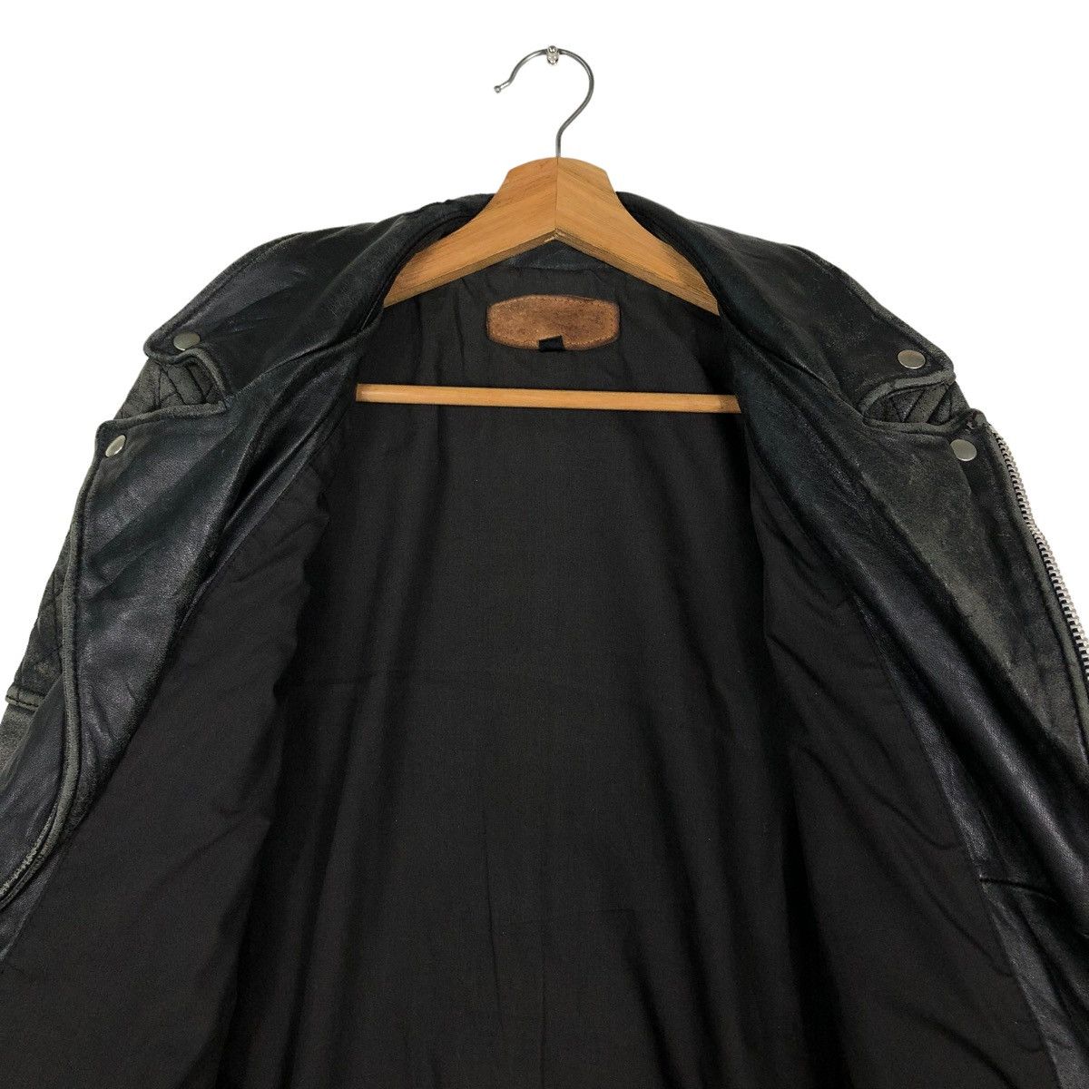 Genuine Leather 🔥VINTAGE FLY LEATHER JACKET CAFE RACER DOUBLE BREAST Size US S / EU 44-46 / 1 - 14 Thumbnail