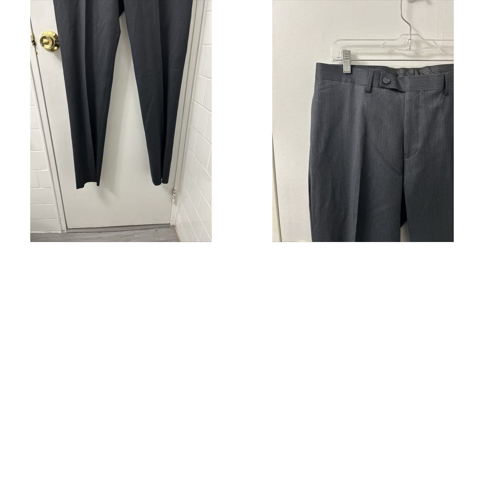 Calvin Klein Calvin Klein Dress Pants Mens 34x35 Gray Pinstripe Wool Flat Front Tapered Zip Button NWT Regular Back to Front? Size US 34 / EU 50 - 8 Thumbnail