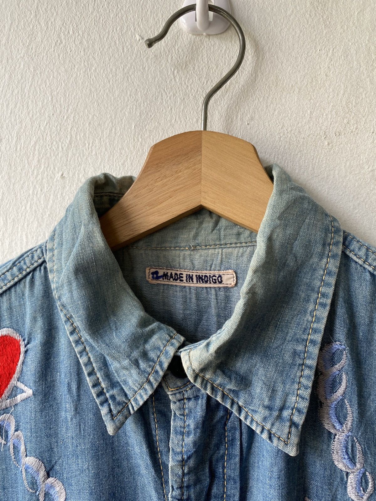 Indigo × Japanese Brand × Kapital Vintage 90s Japan Made In Indigo Spellout Design Shirt Size US M / EU 48-50 / 2 - 16 Thumbnail