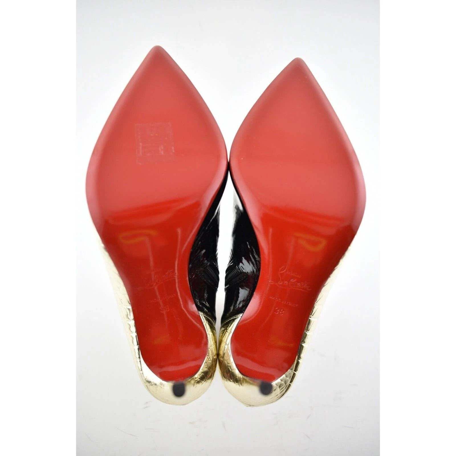 Christian Louboutin Christian Louboutin Bibooty 100 Black Platine Gold Patent Size US 8 / IT 38 - 12 Thumbnail